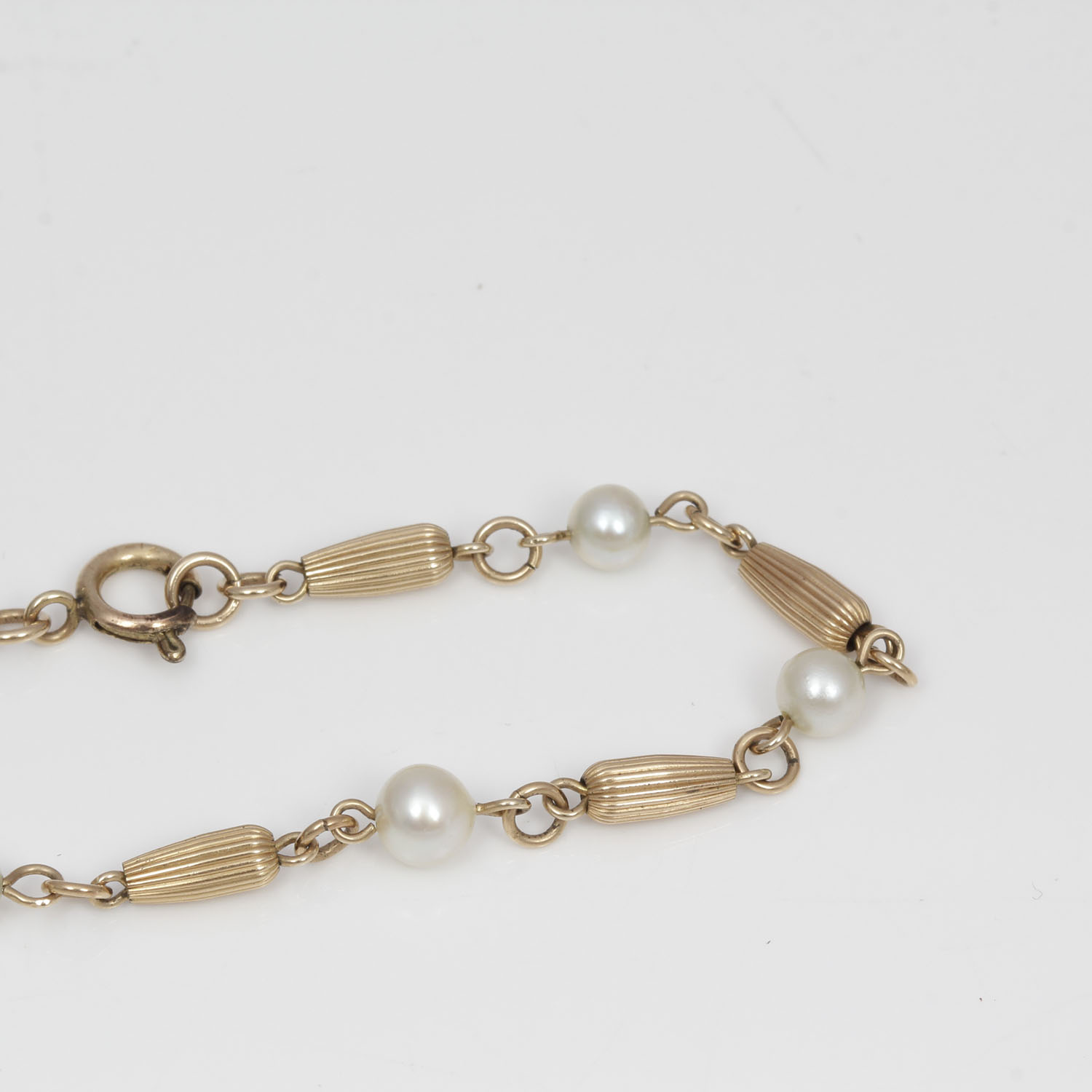 Vintage Gold Fill Bracelet with Faux Pearls