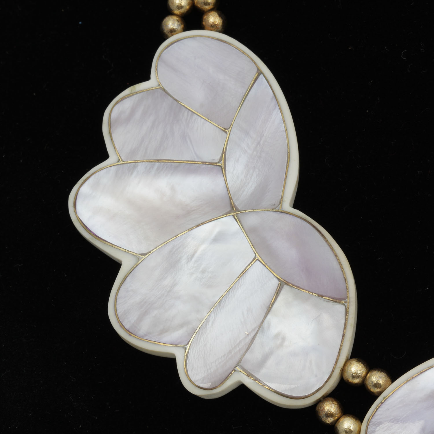 Vintage Mother of Pearl and Stone Statement Necklace
