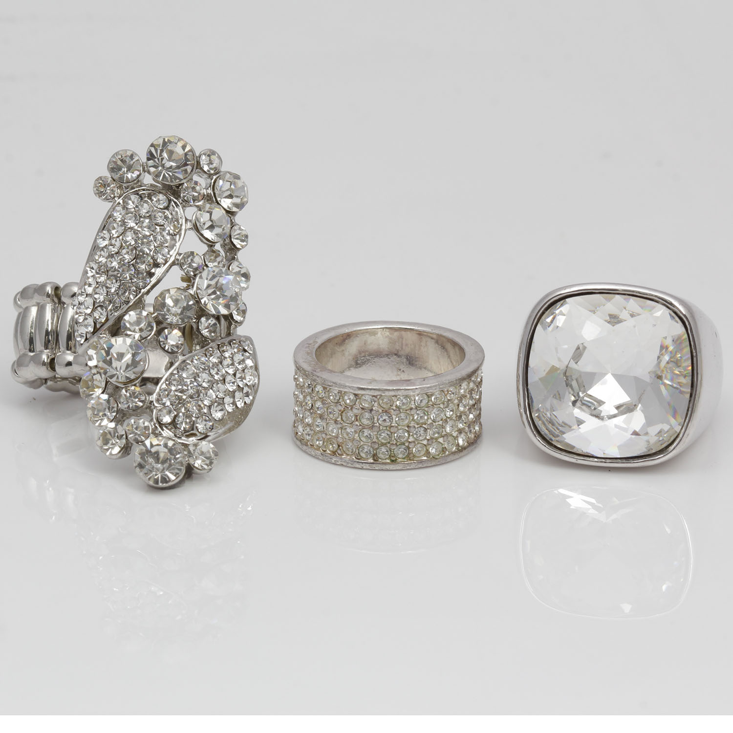 Trio of Rhinestone Rings