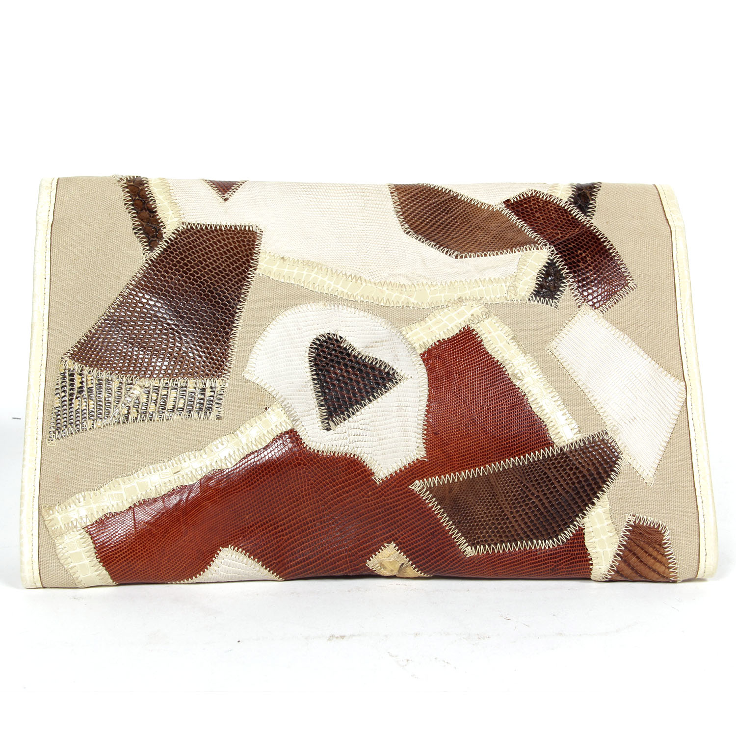 Large Vintage Snakeskin and Lizard Skin Varon Clutch