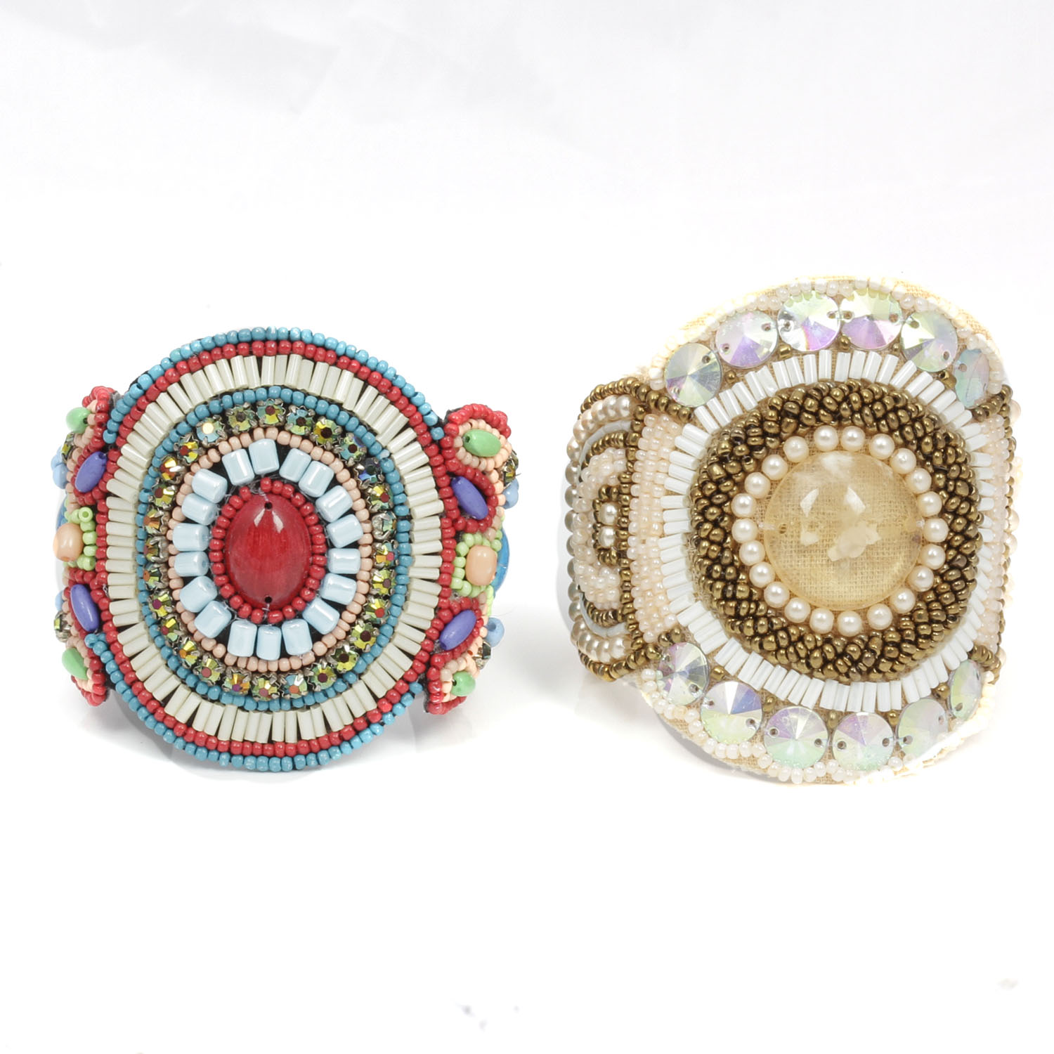 Pair of Vintage Hand-Beaded Cuffs