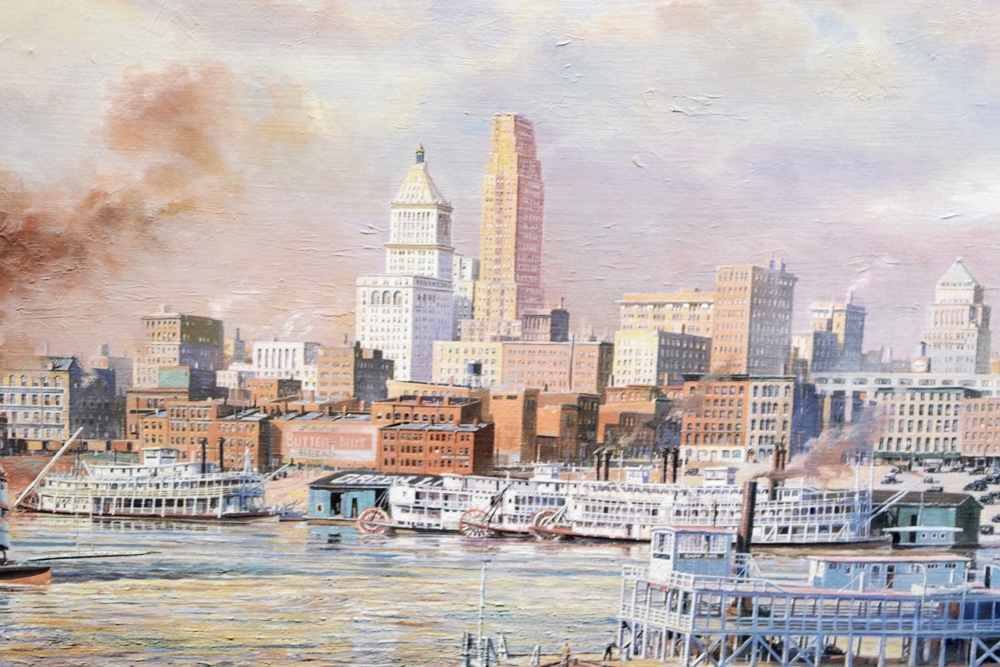 Limited Edition Print "The Public Landing, Cincinnati 1935" by Michael Blaser (American, 20th Century),  Beautifully Framed
