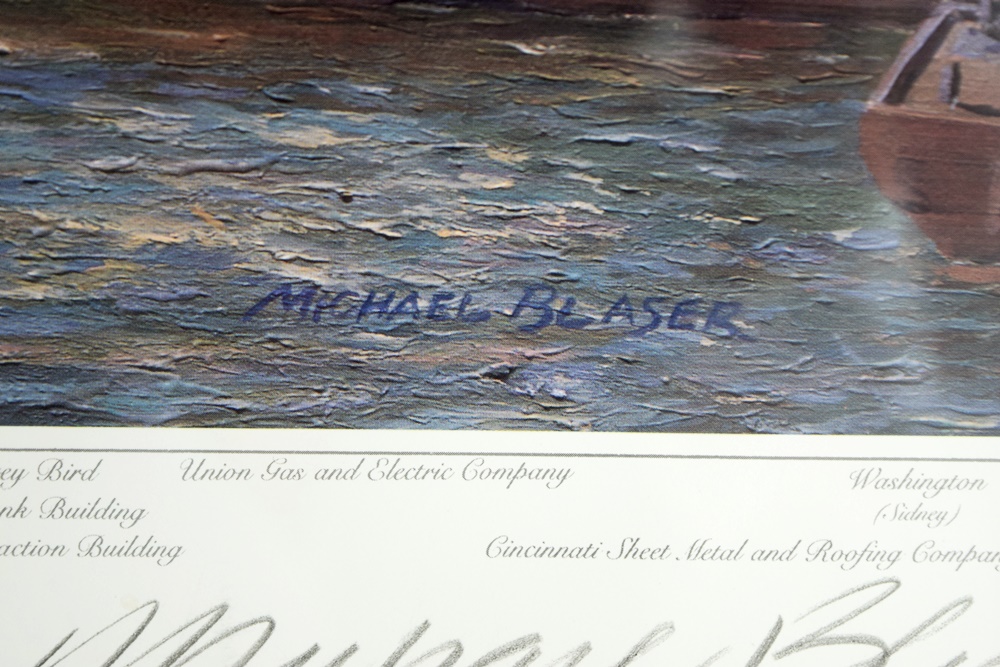 Limited Edition Print "The Public Landing, Cincinnati 1935" by Michael Blaser (American, 20th Century),  Beautifully Framed