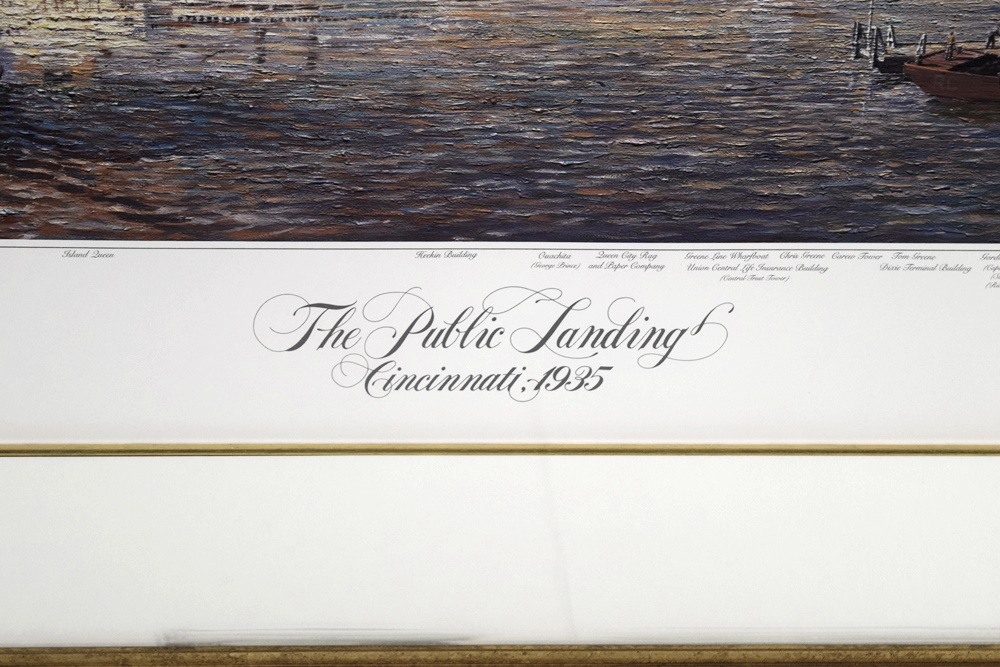 Limited Edition Print "The Public Landing, Cincinnati 1935" by Michael Blaser (American, 20th Century),  Beautifully Framed