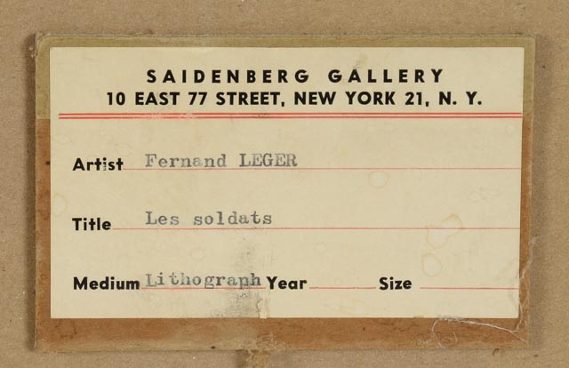 Fernand Leger Stone Lithograph on Paper "Les Soldats"