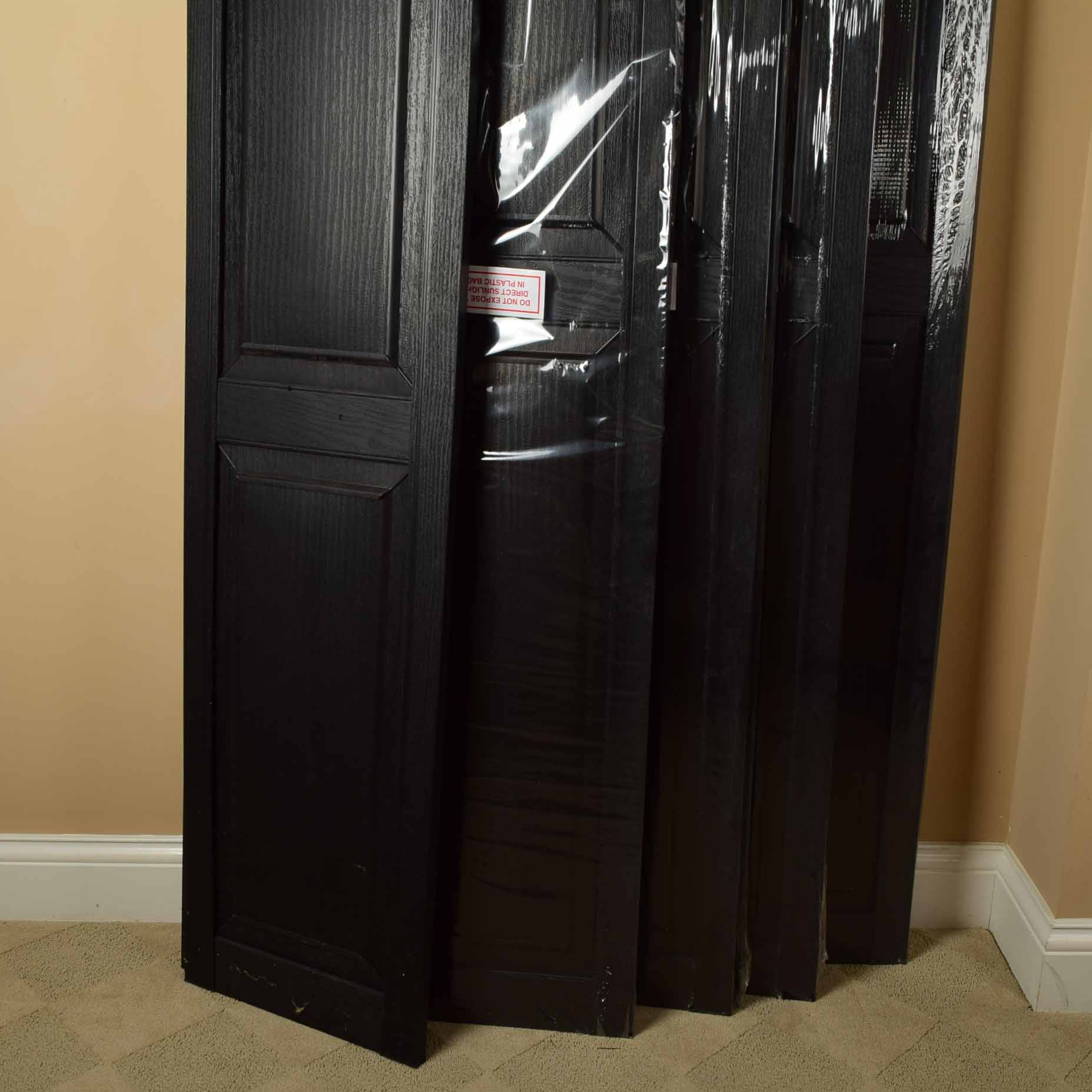 Five Pairs of Black Vinyl Raised Panel Exterior Shutters