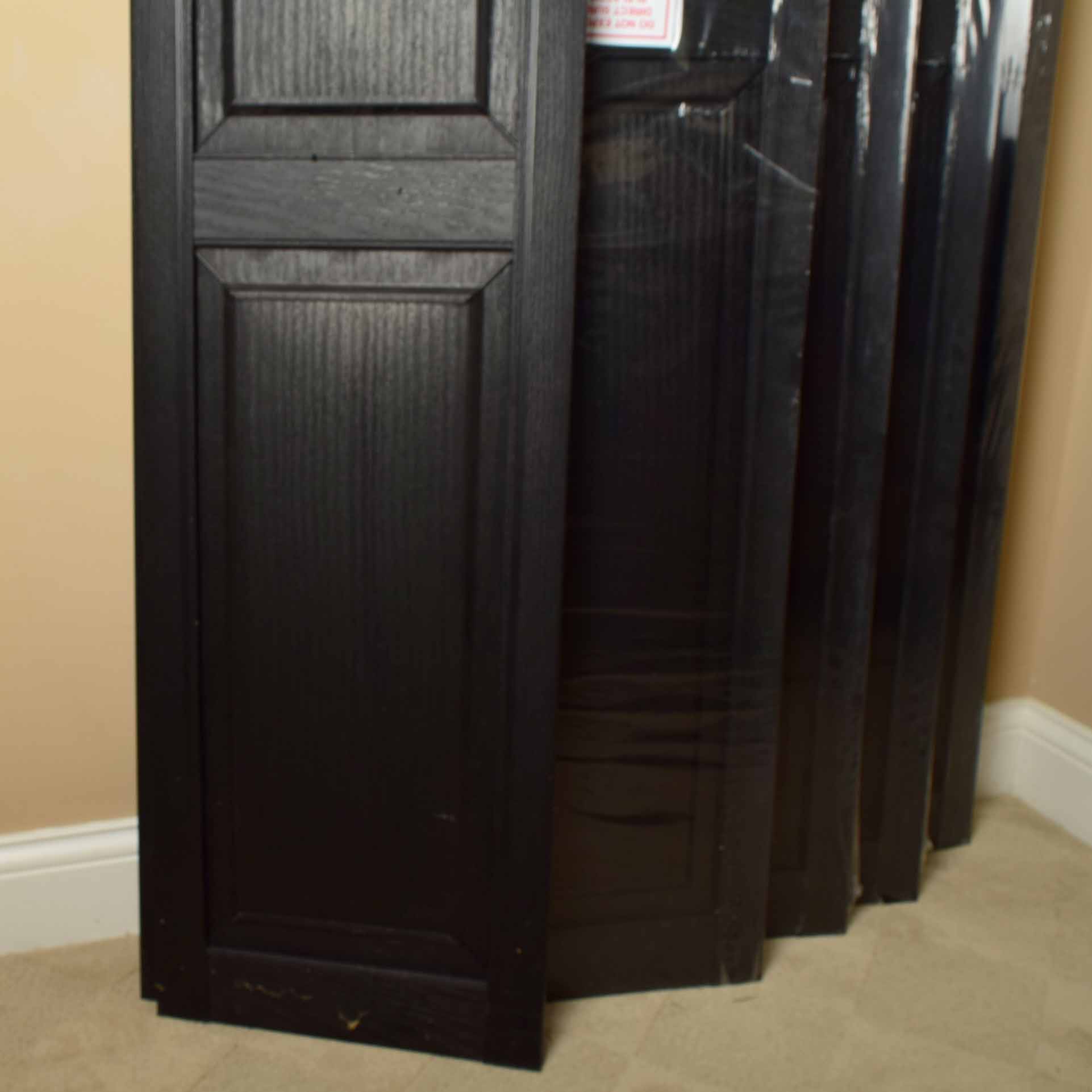 Five Pairs of Black Vinyl Raised Panel Exterior Shutters