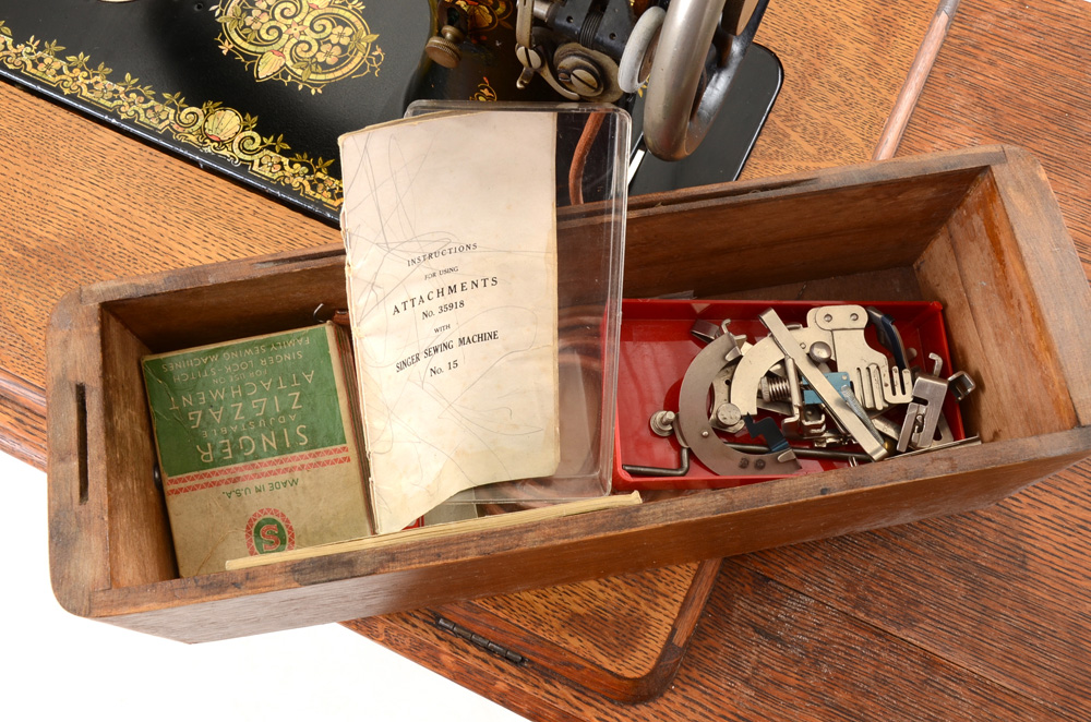Singer Oak and Cast Iron Sewing Machine