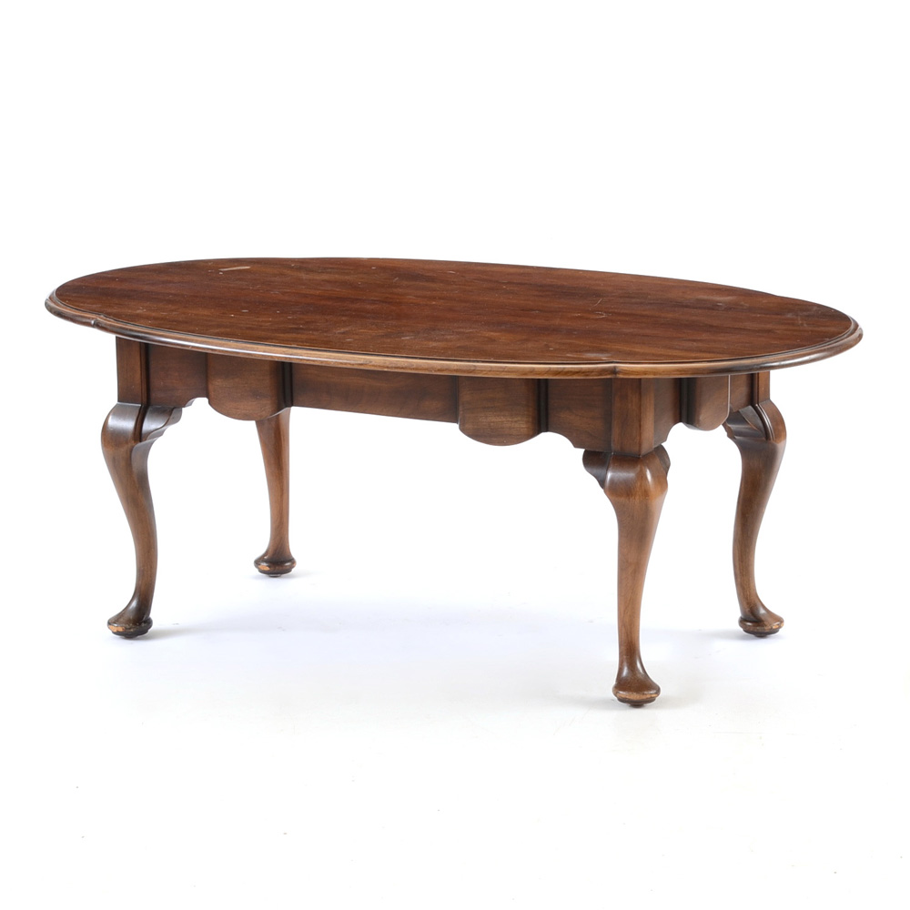 Oval Cherry Queen Anne Style Coffee Table