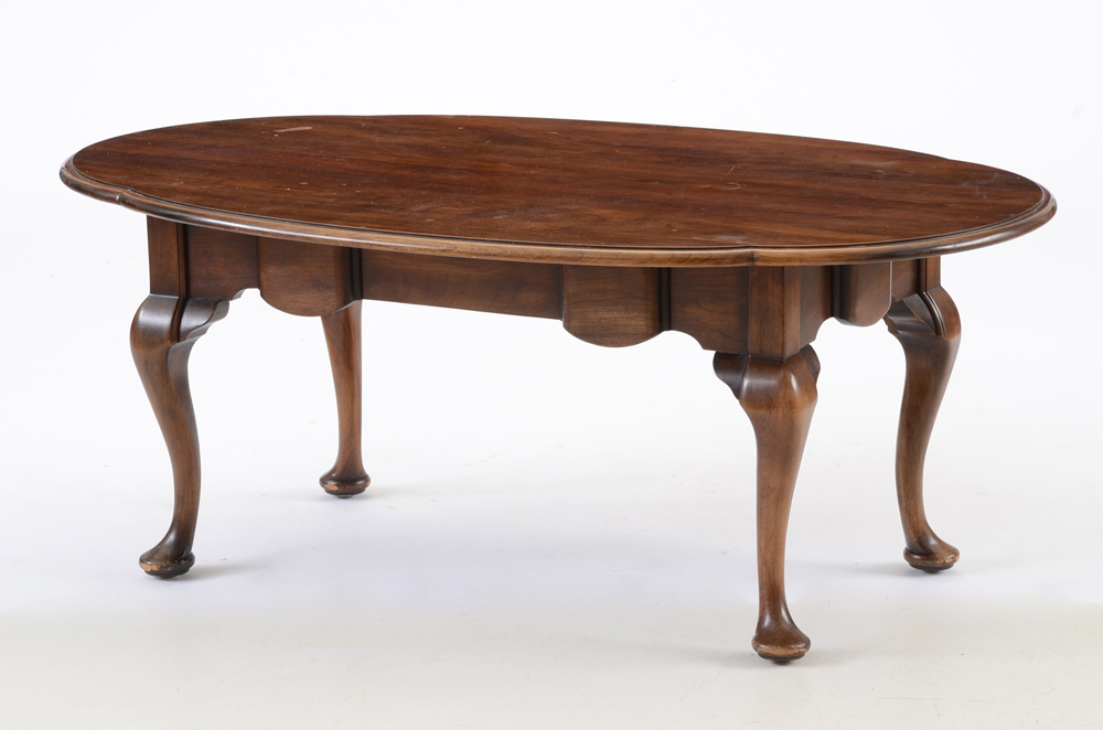 Oval Cherry Queen Anne Style Coffee Table