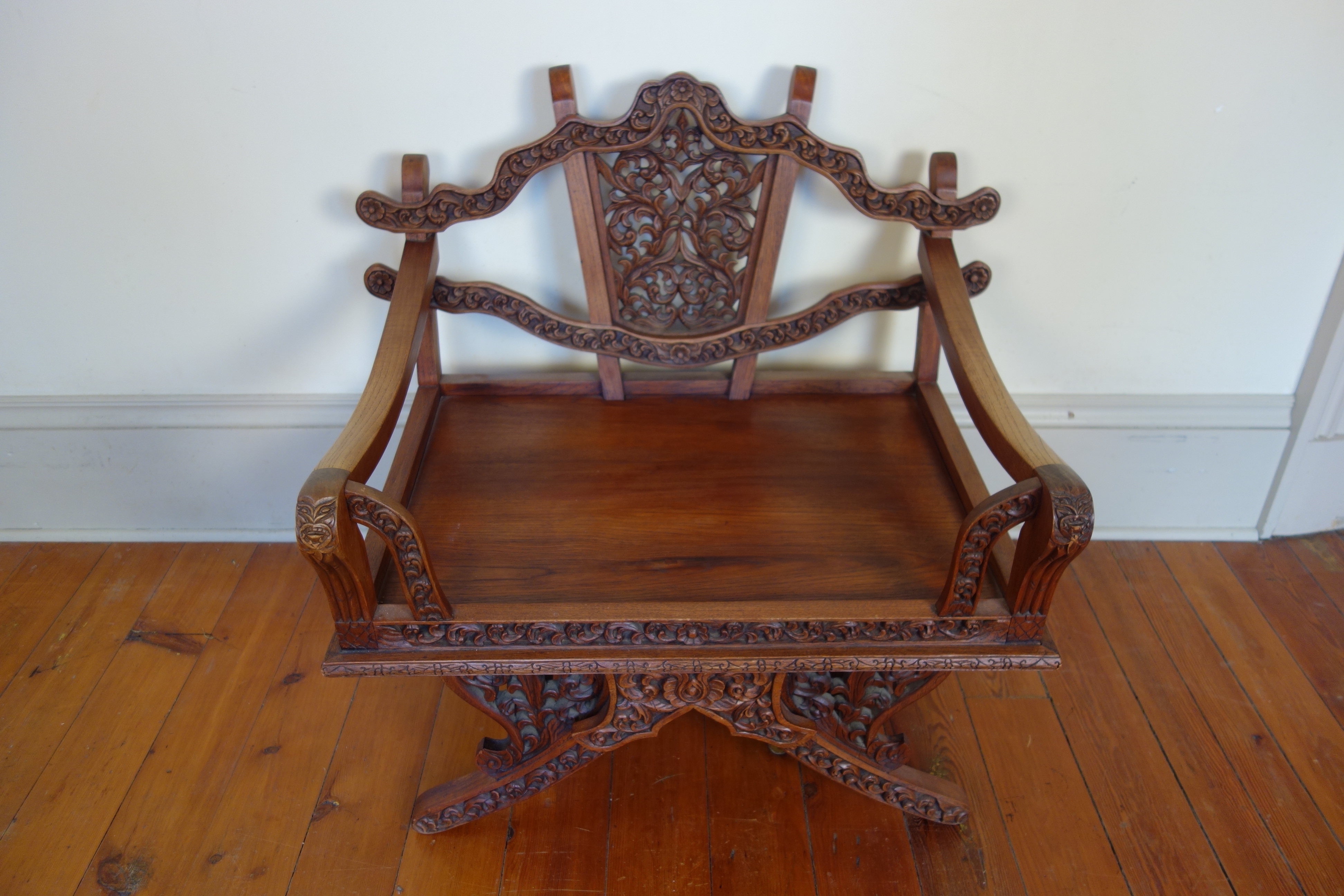 Solid Teak "Howdah" Elephant Chair circa 1950s