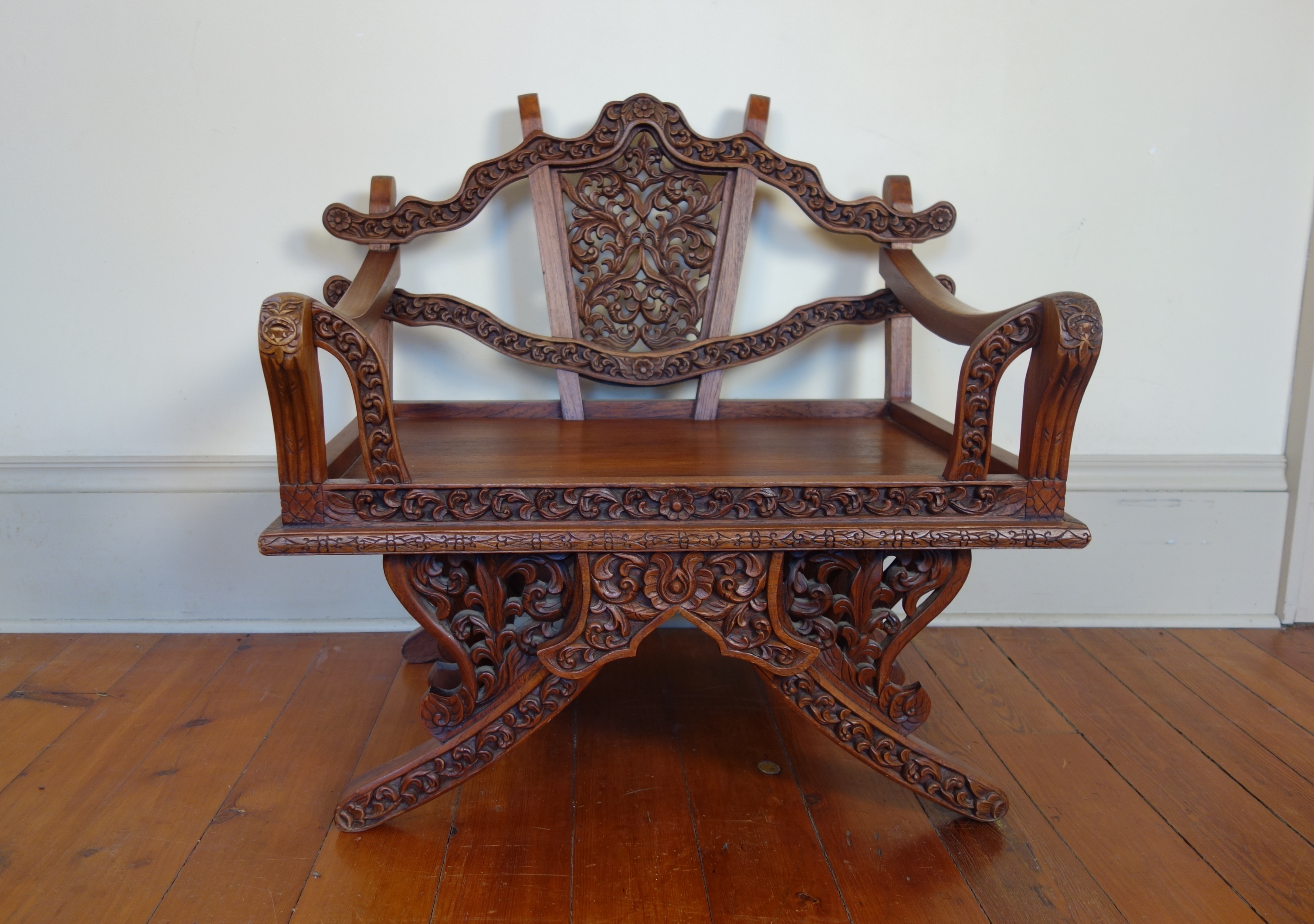 Solid Teak "Howdah" Elephant Chair circa 1950s