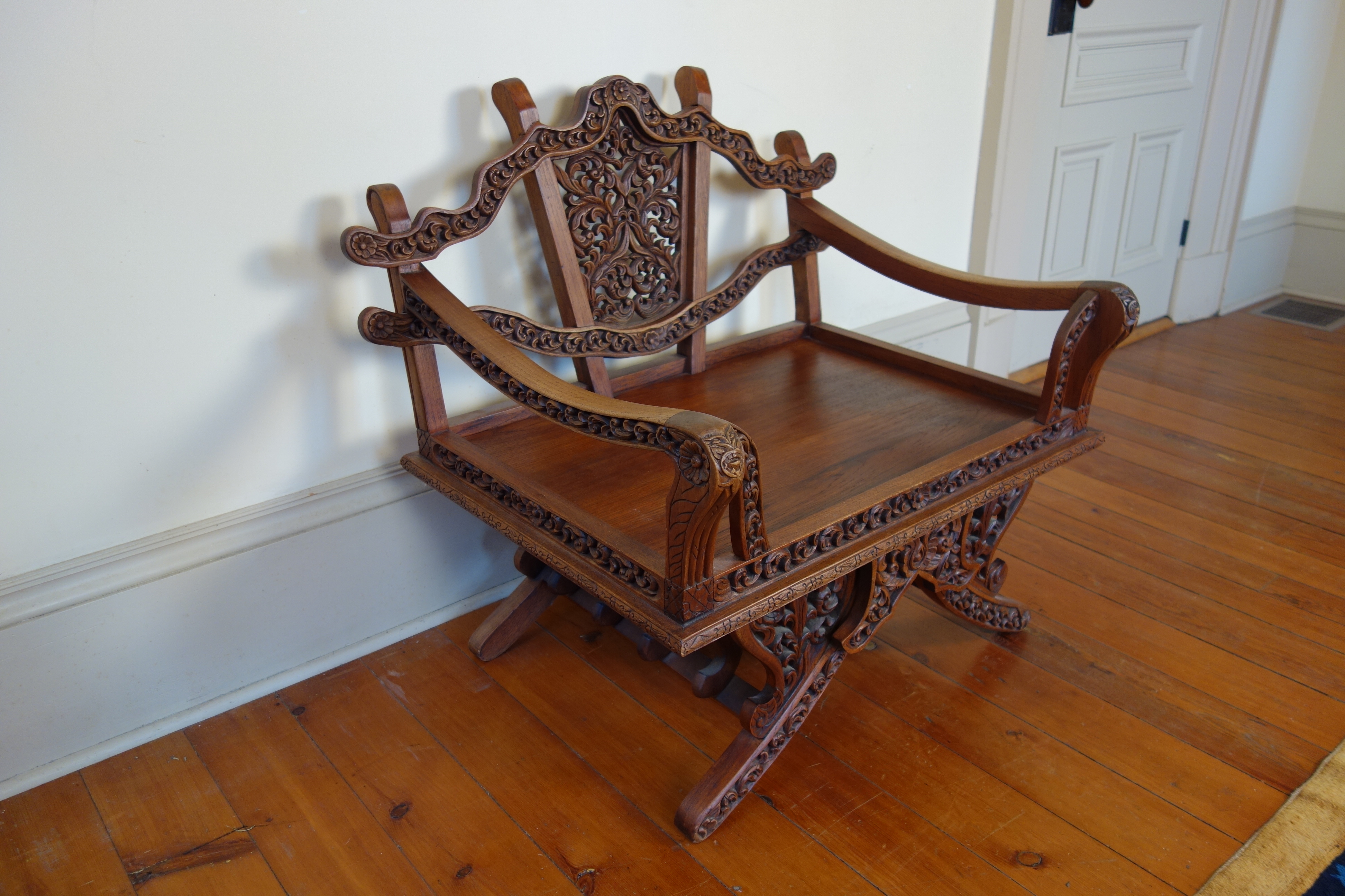 Solid Teak "Howdah" Elephant Chair circa 1950s