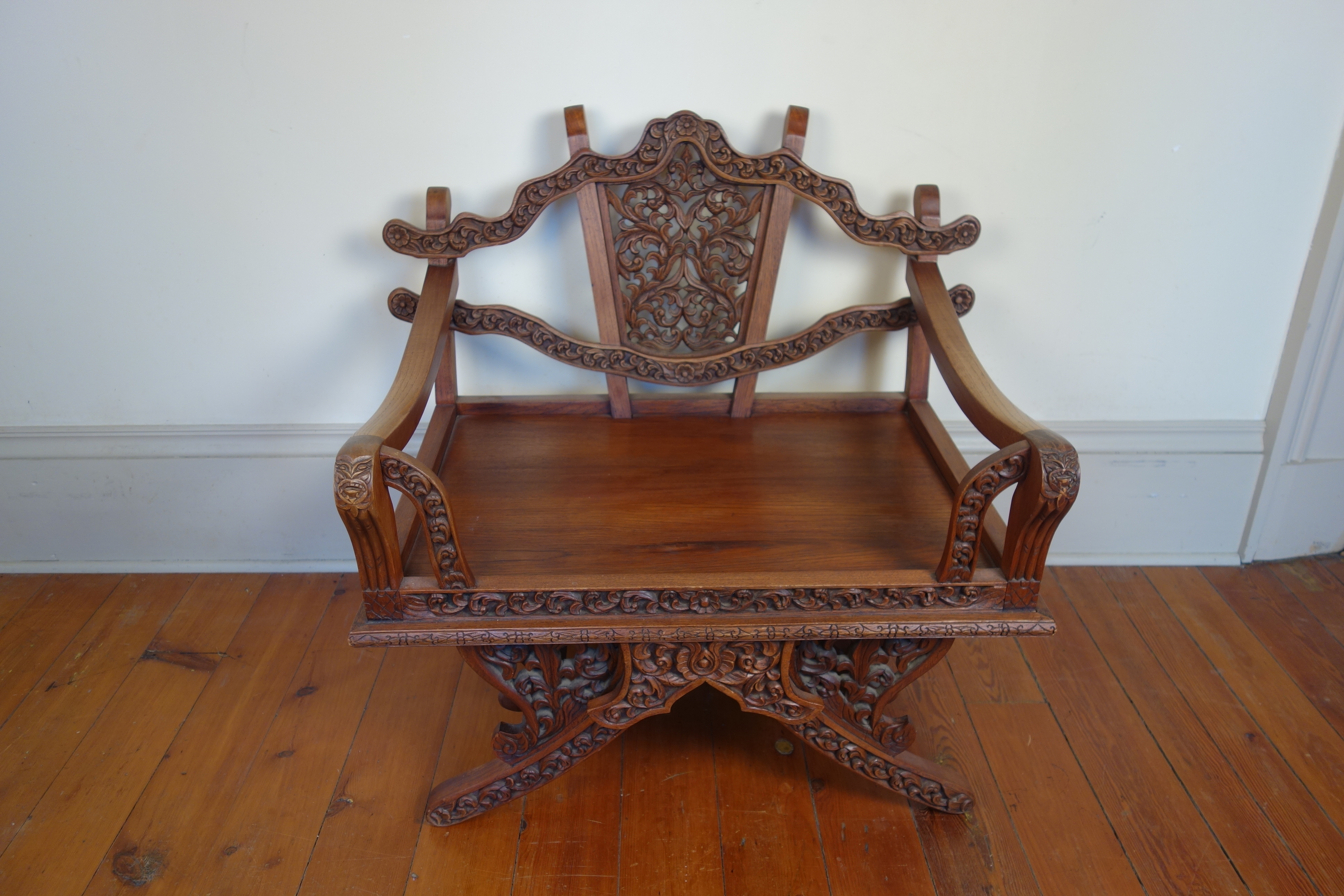 Solid Teak "Howdah" Elephant Chair circa 1950s