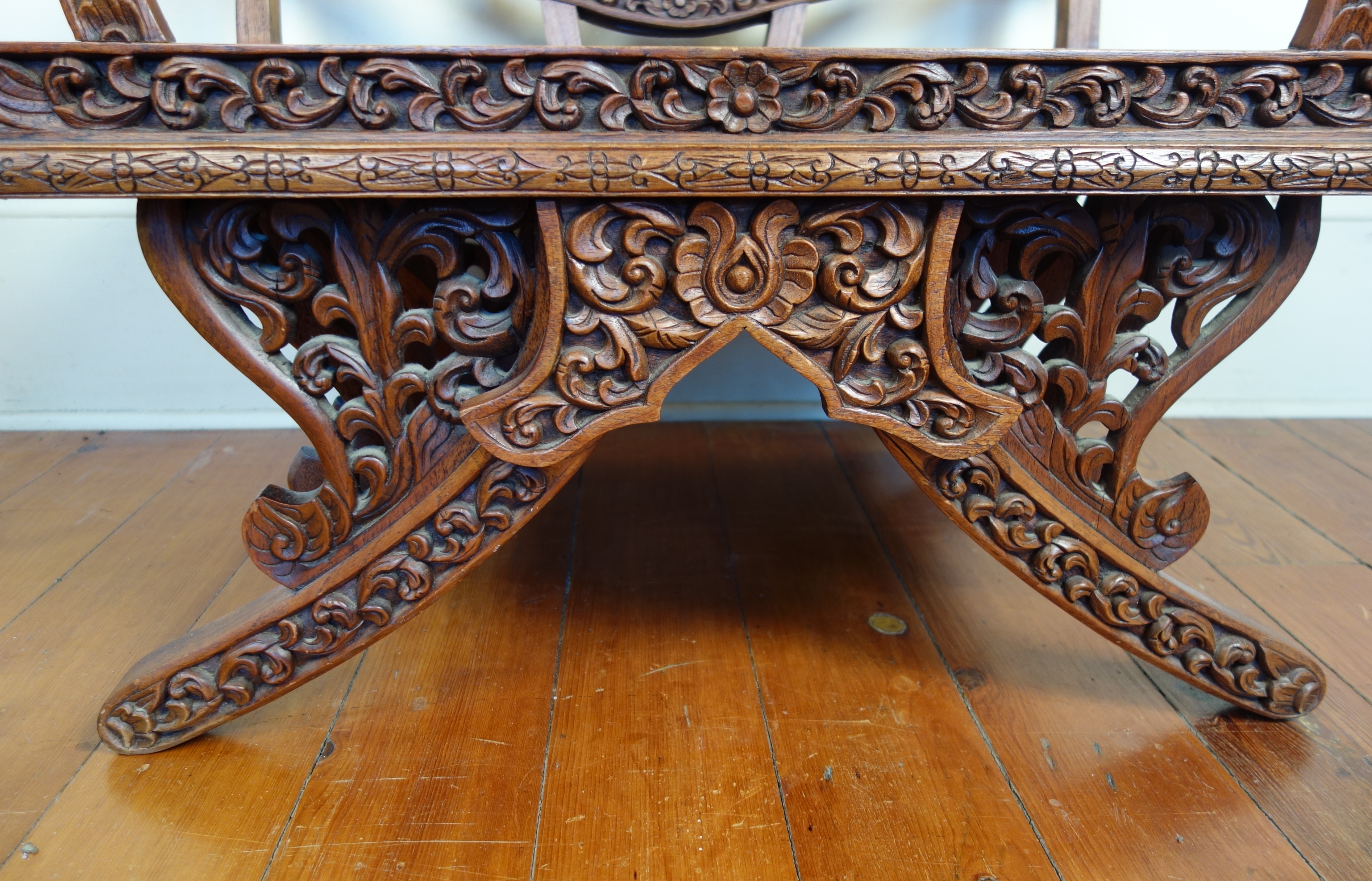 Solid Teak "Howdah" Elephant Chair circa 1950s