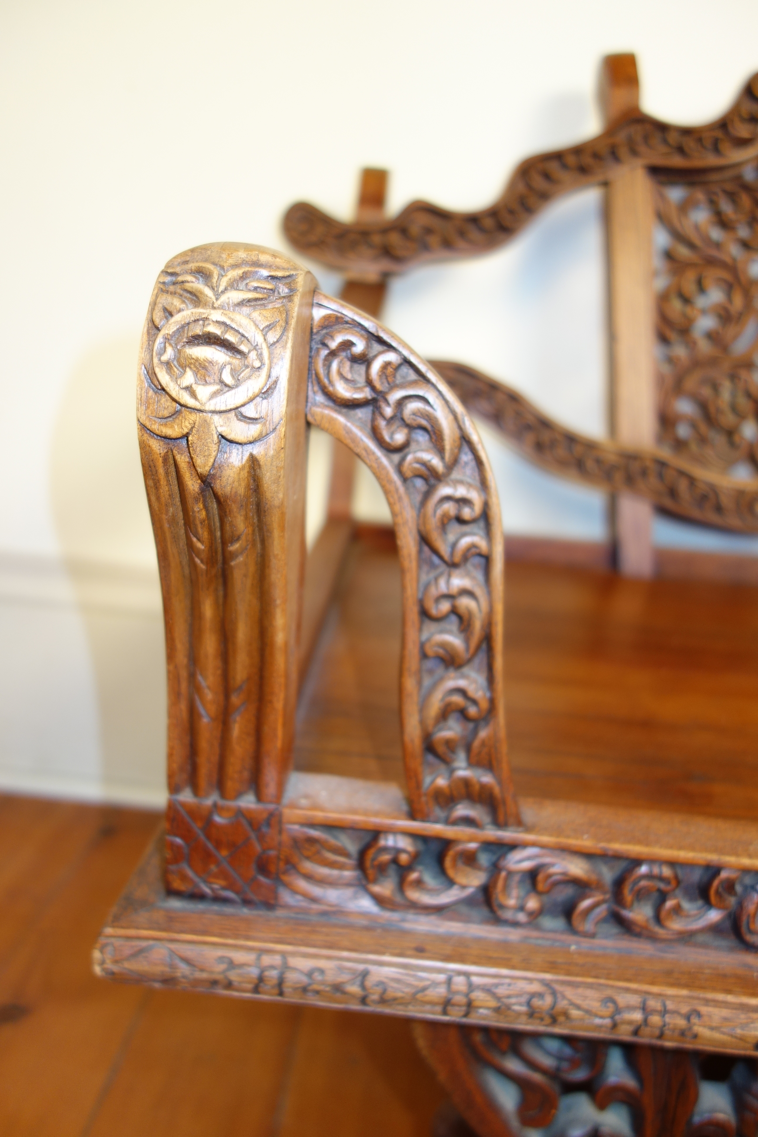 Solid Teak "Howdah" Elephant Chair circa 1950s