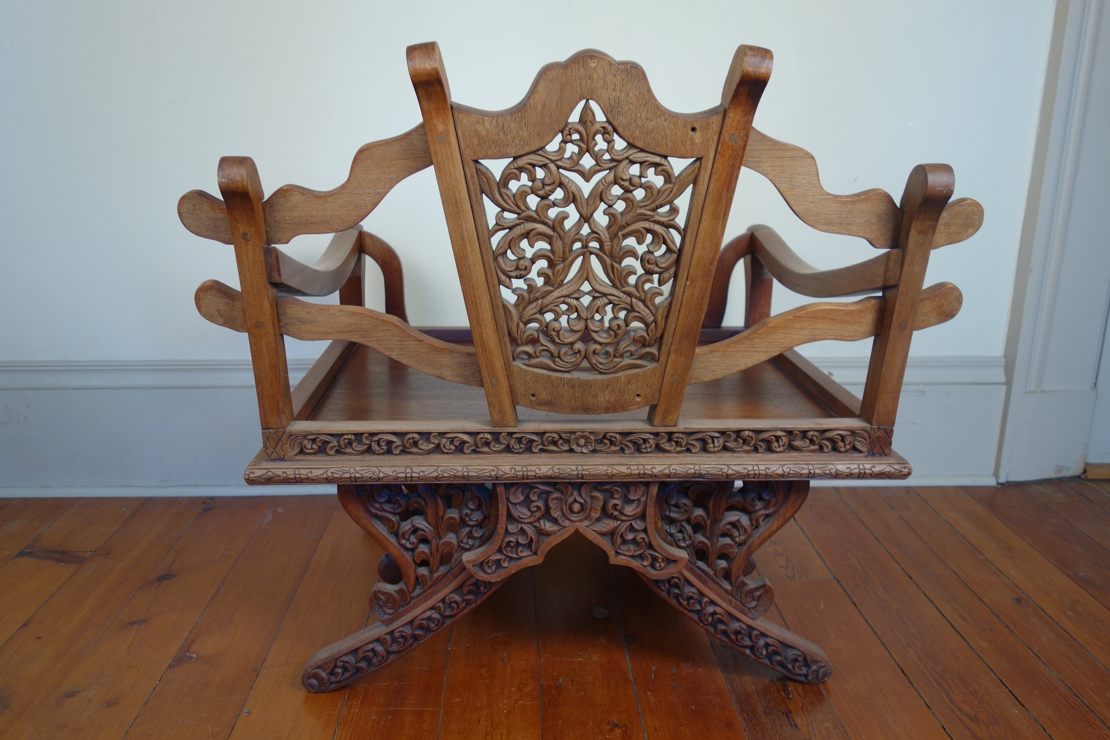 Solid Teak "Howdah" Elephant Chair circa 1950s