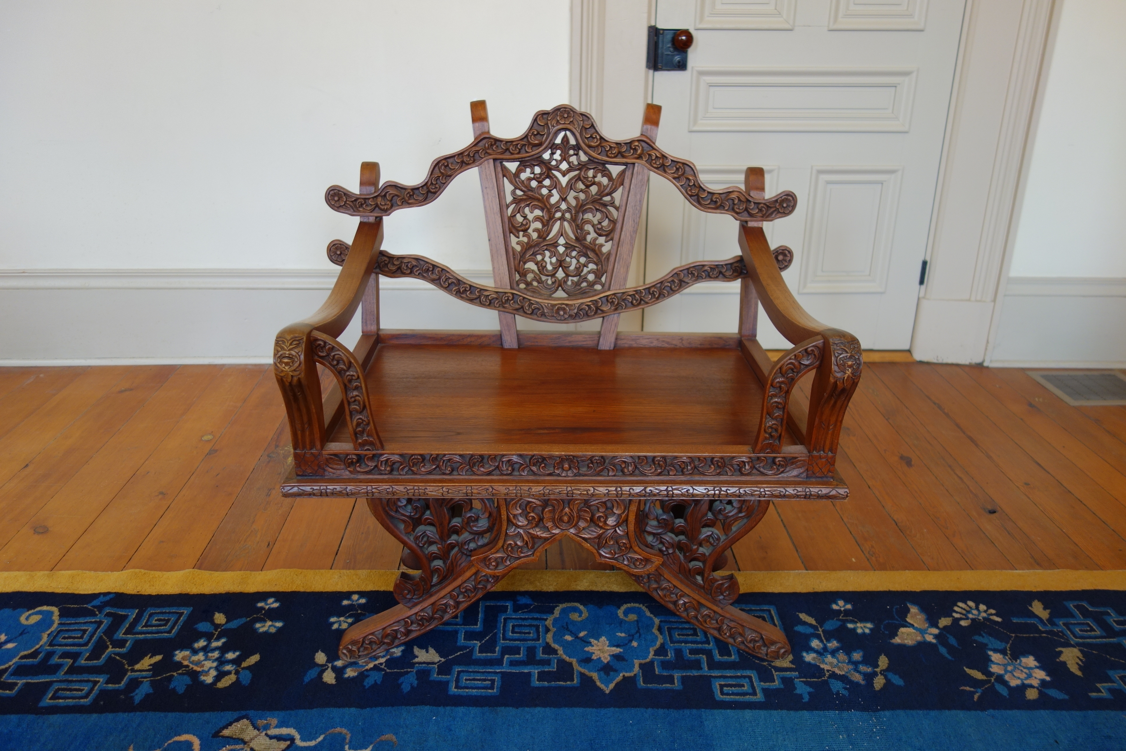Solid Teak "Howdah" Elephant Chair circa 1950s