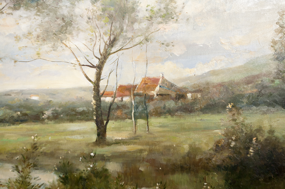 Framed  Oil on Canvas Landscape Painting by Rosell