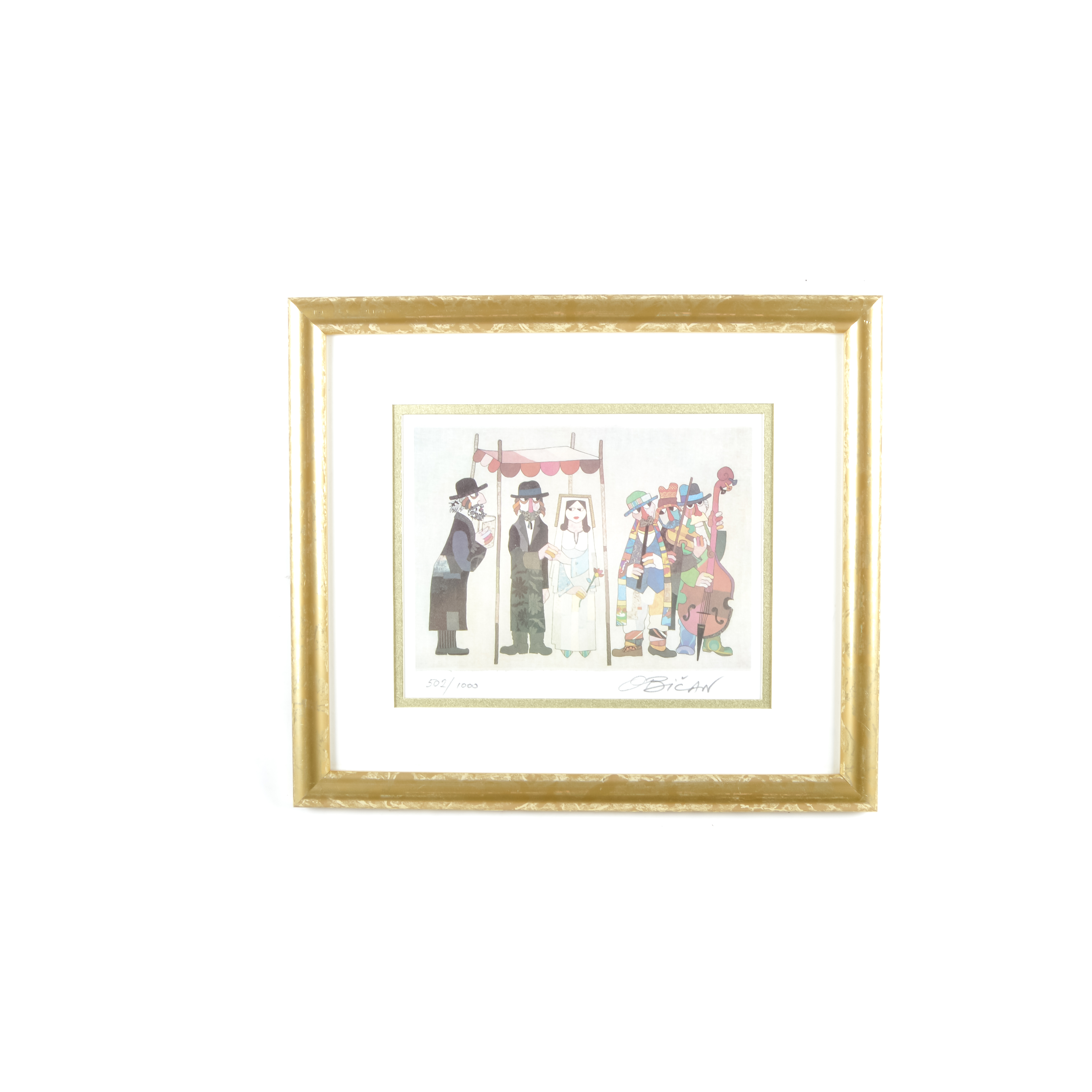 Limited Edition Signed and Framed Jovan Obican "Chuppah Wedding" Lithograph