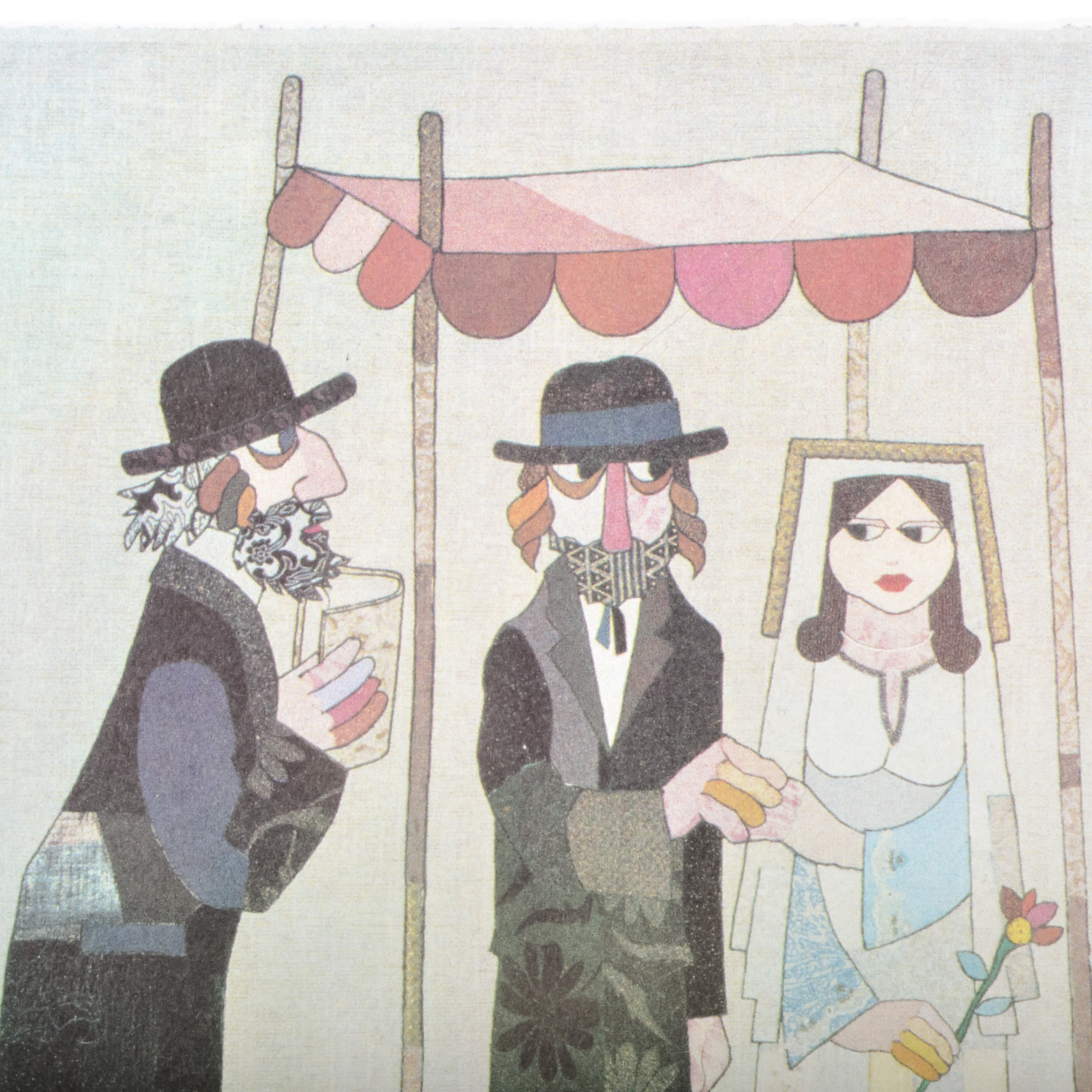 Limited Edition Signed and Framed Jovan Obican "Chuppah Wedding" Lithograph