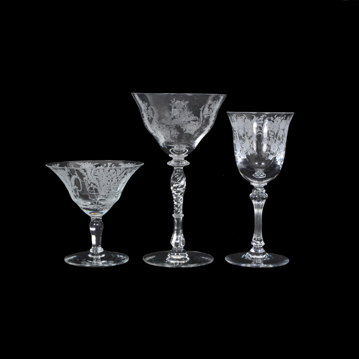 Trio of Depression Glass Stemware Pieces