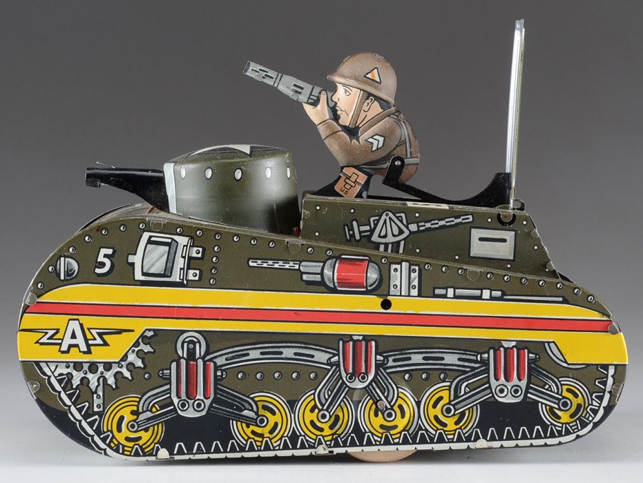 Marx Tin Toy of Doughboy Gunner in Tank