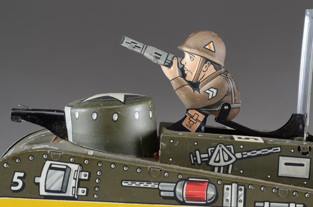 Marx Tin Toy of Doughboy Gunner in Tank