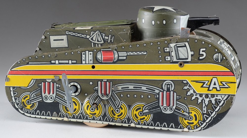 Marx Tin Toy of Doughboy Gunner in Tank