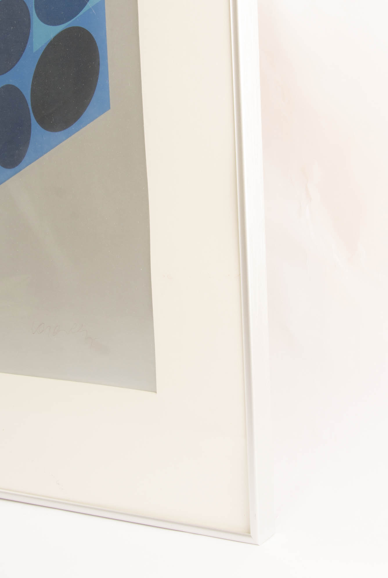 Signed Victor Vasarely Framed Op Art Serigraph Print "Blue Die"