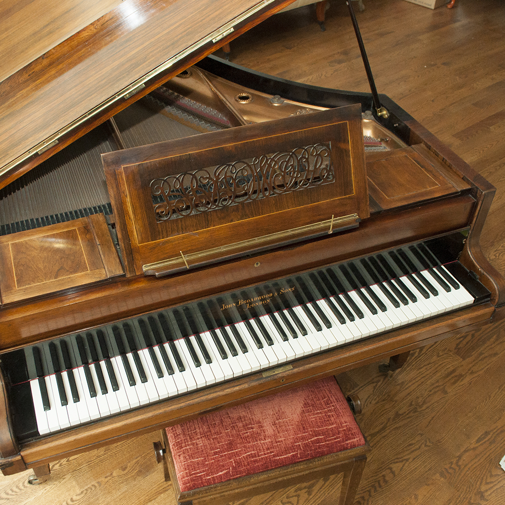 Rare 1897 Broadwood & Sons Grand Piano with Piano Bench