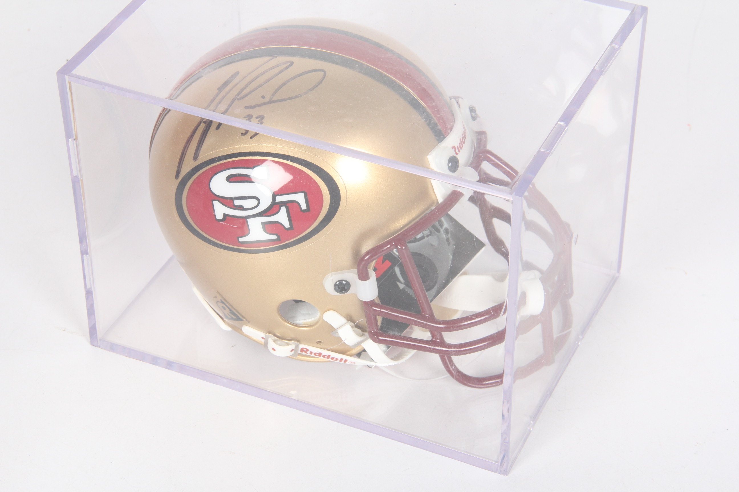 Pair of Signed Miniature Football Helmets Featuring Brent Jones