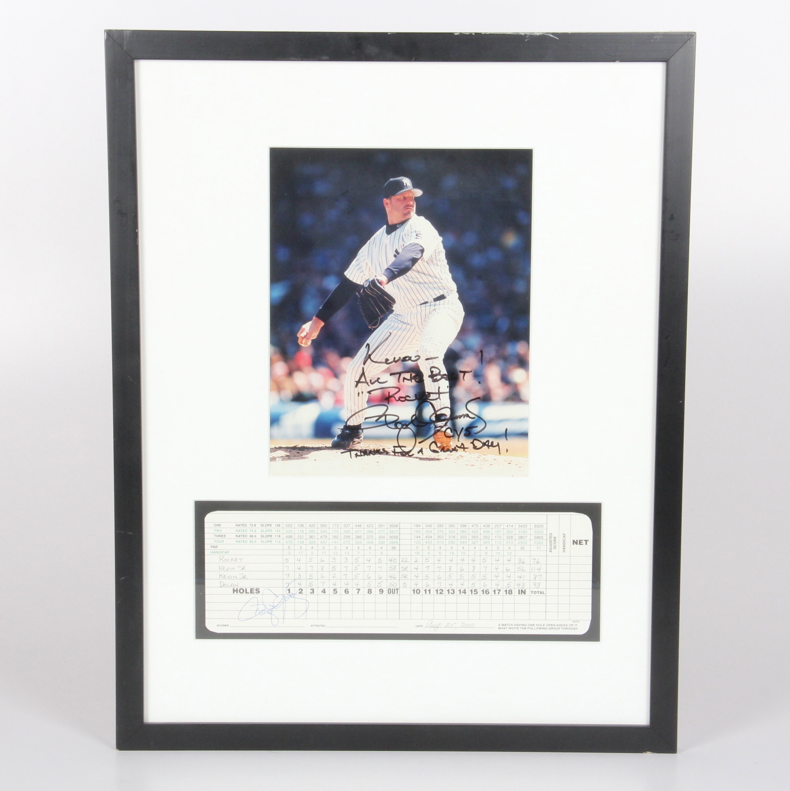 Roger Clemens Autographed Photo and Golf Score Card