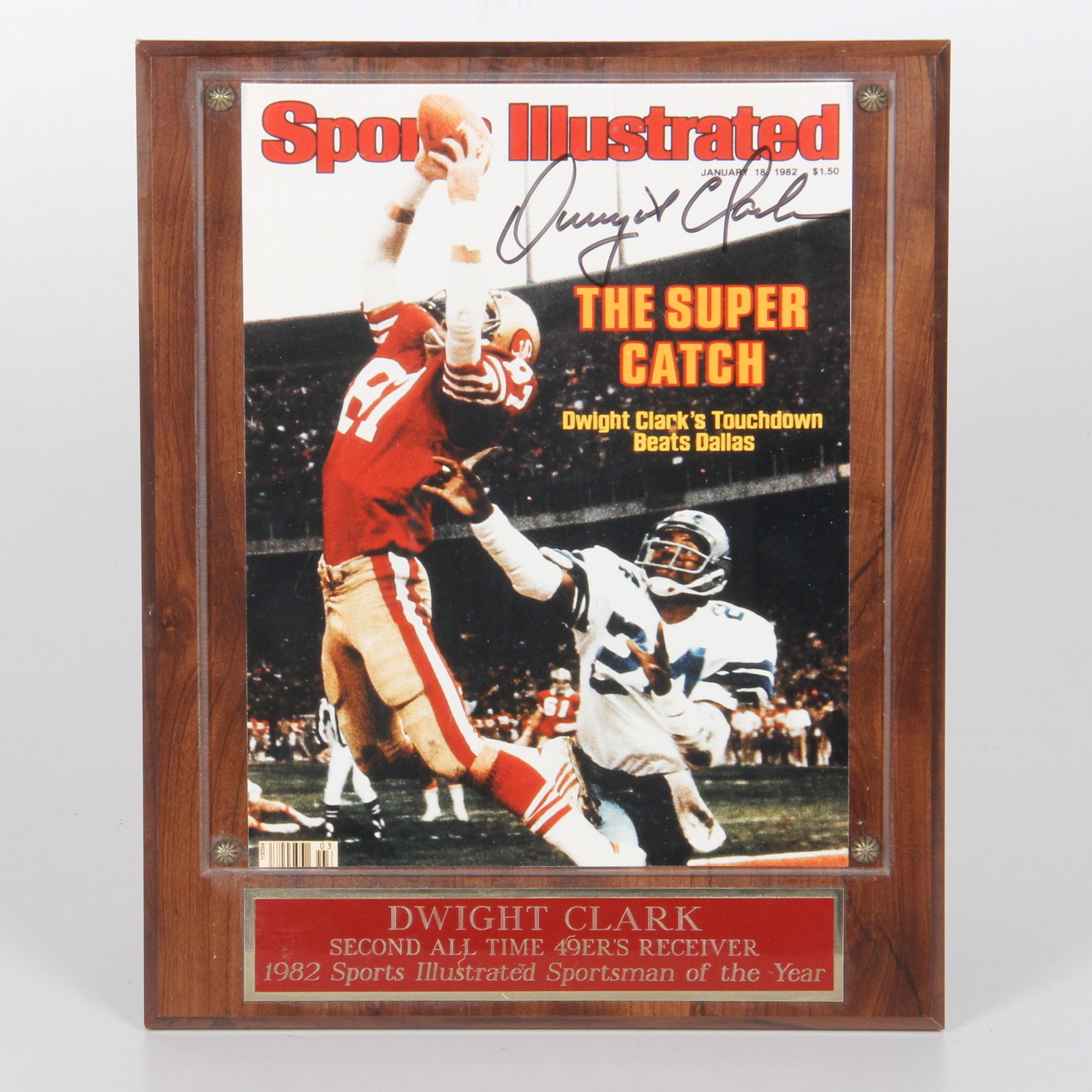 Dwight Clark Autographed Sports Illustrated Cover Plaque