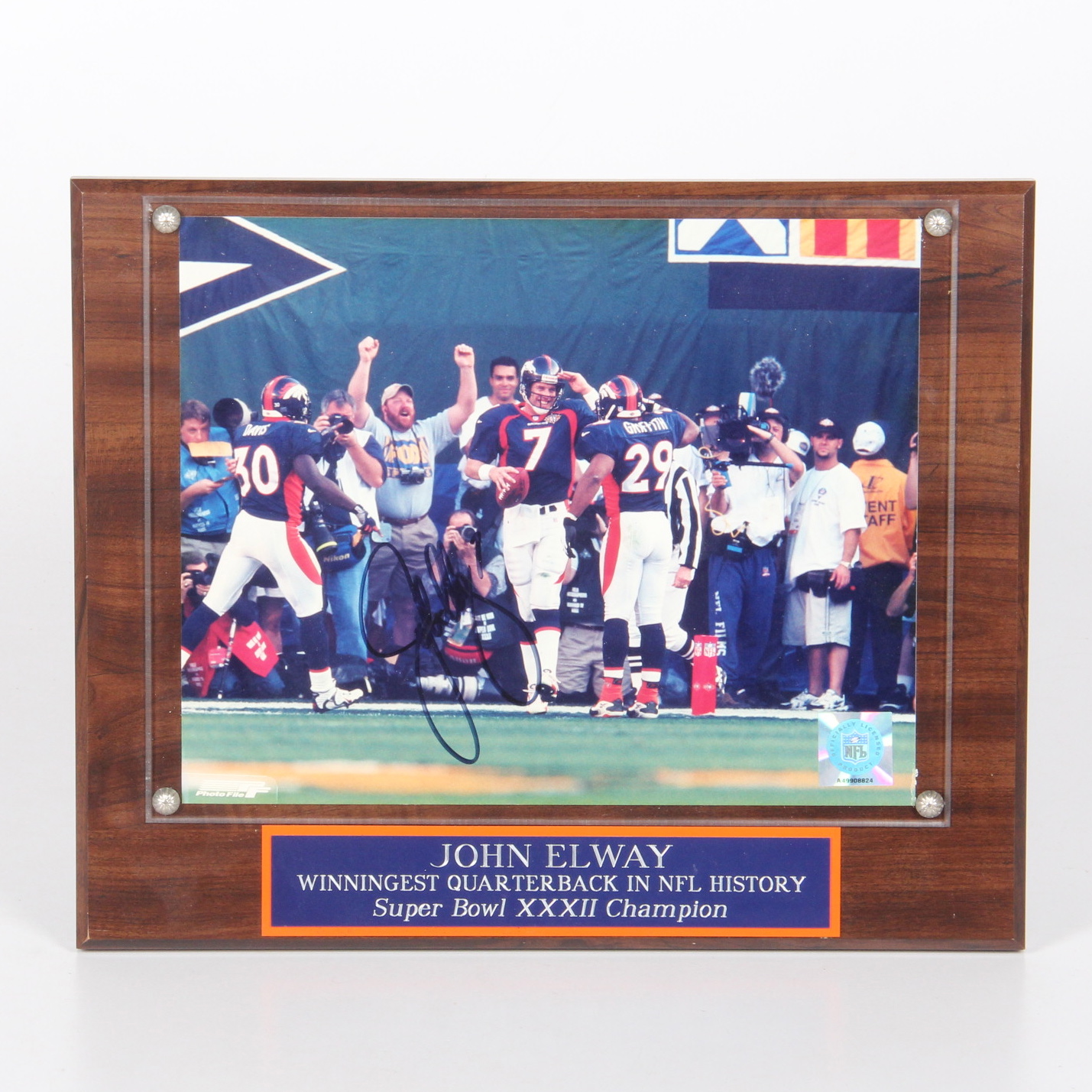 Autographed John Elway Plaque