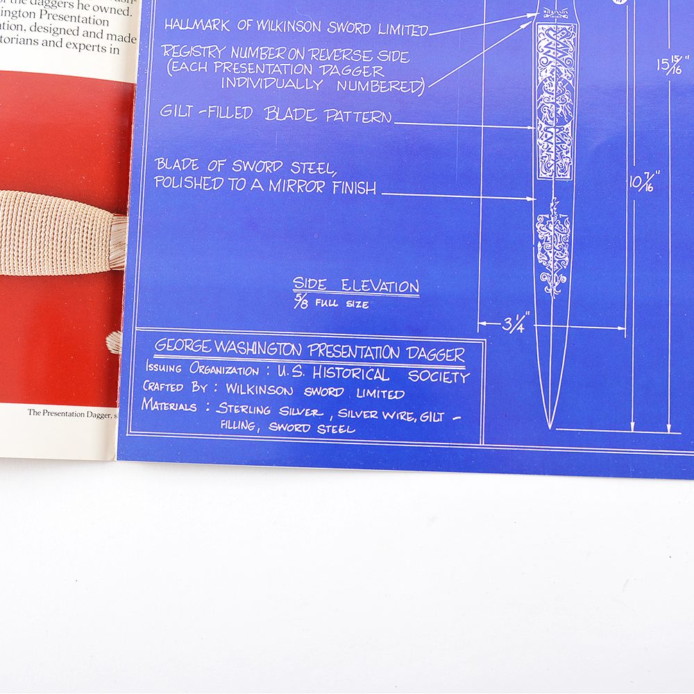 Reproduction George Washington Sterling Silver Handle Presentation Dagger by Wilkinson Sword