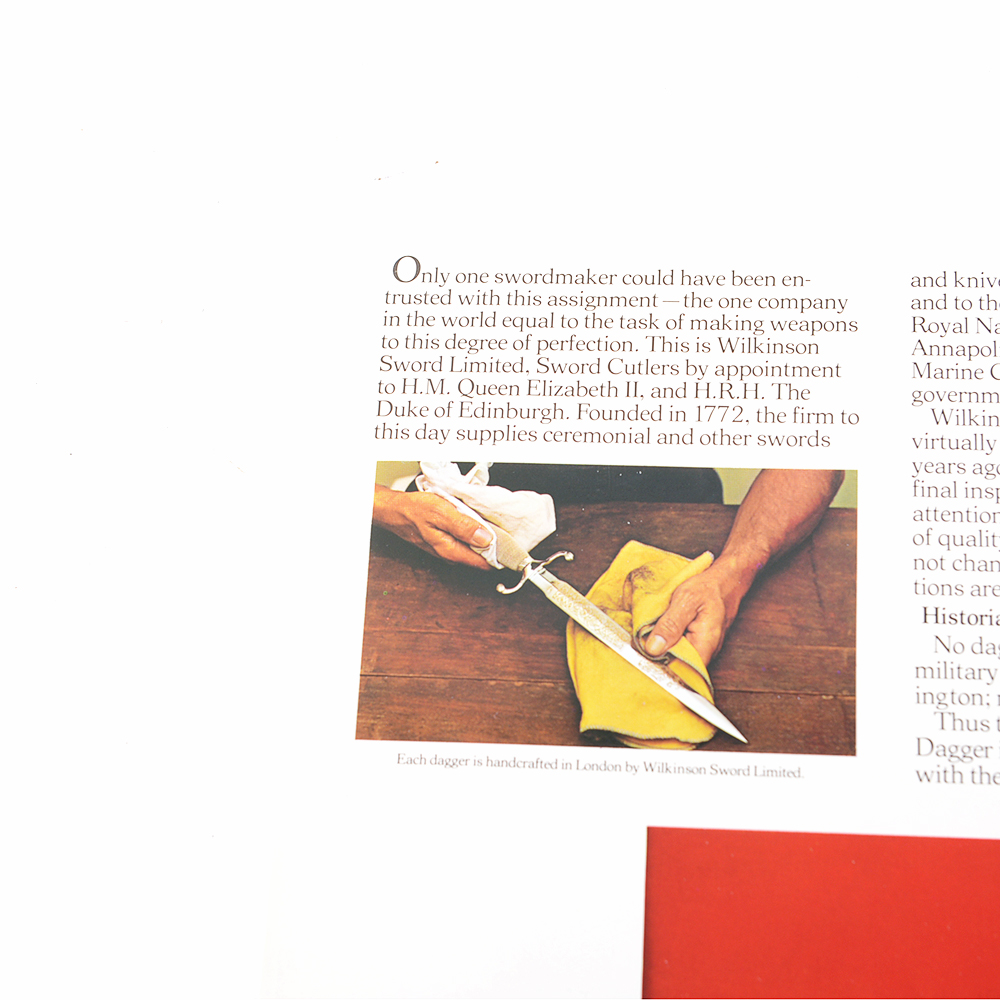 Reproduction George Washington Sterling Silver Handle Presentation Dagger by Wilkinson Sword