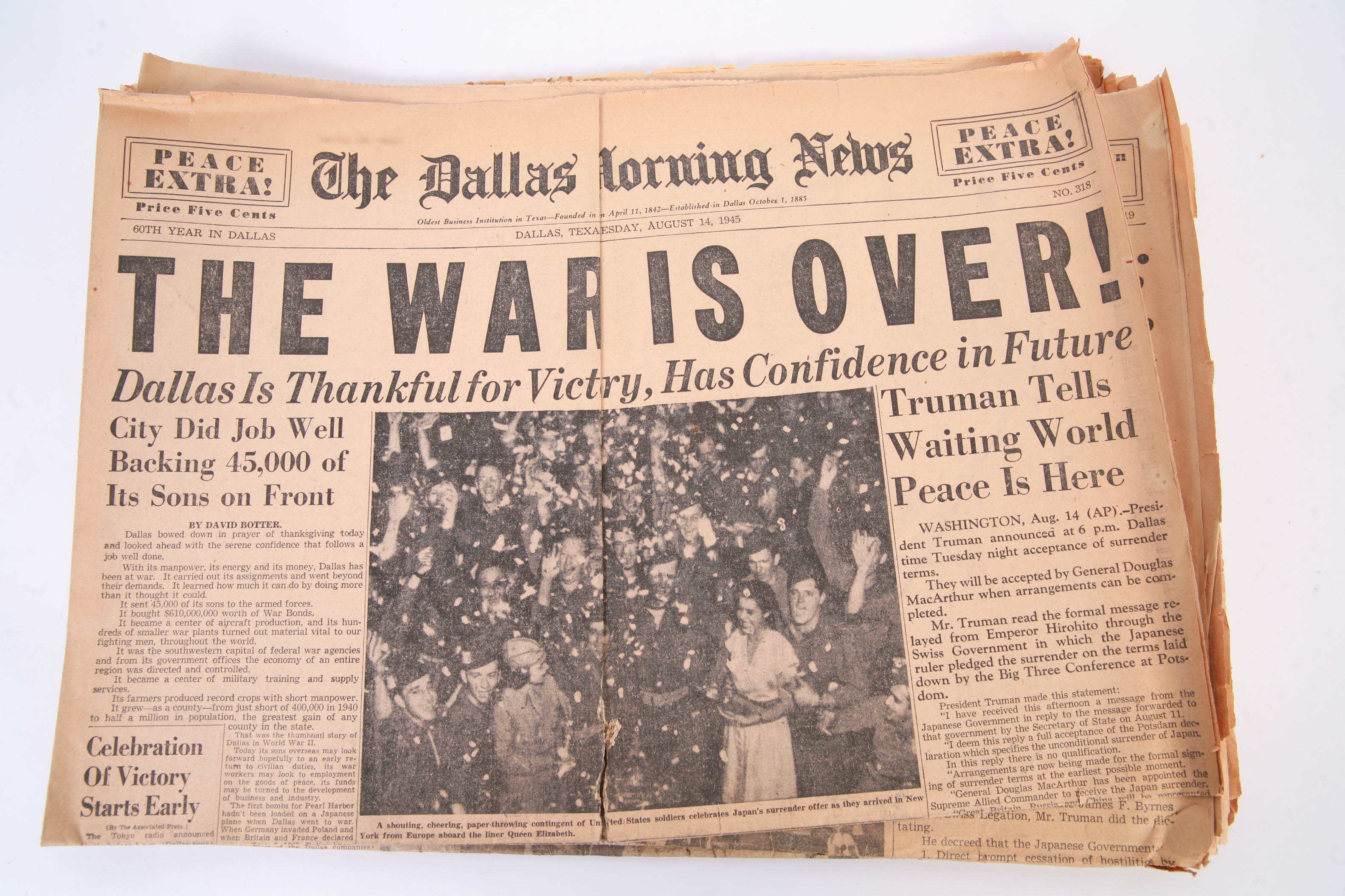 1945 Newspapers Announcing the End of WWII