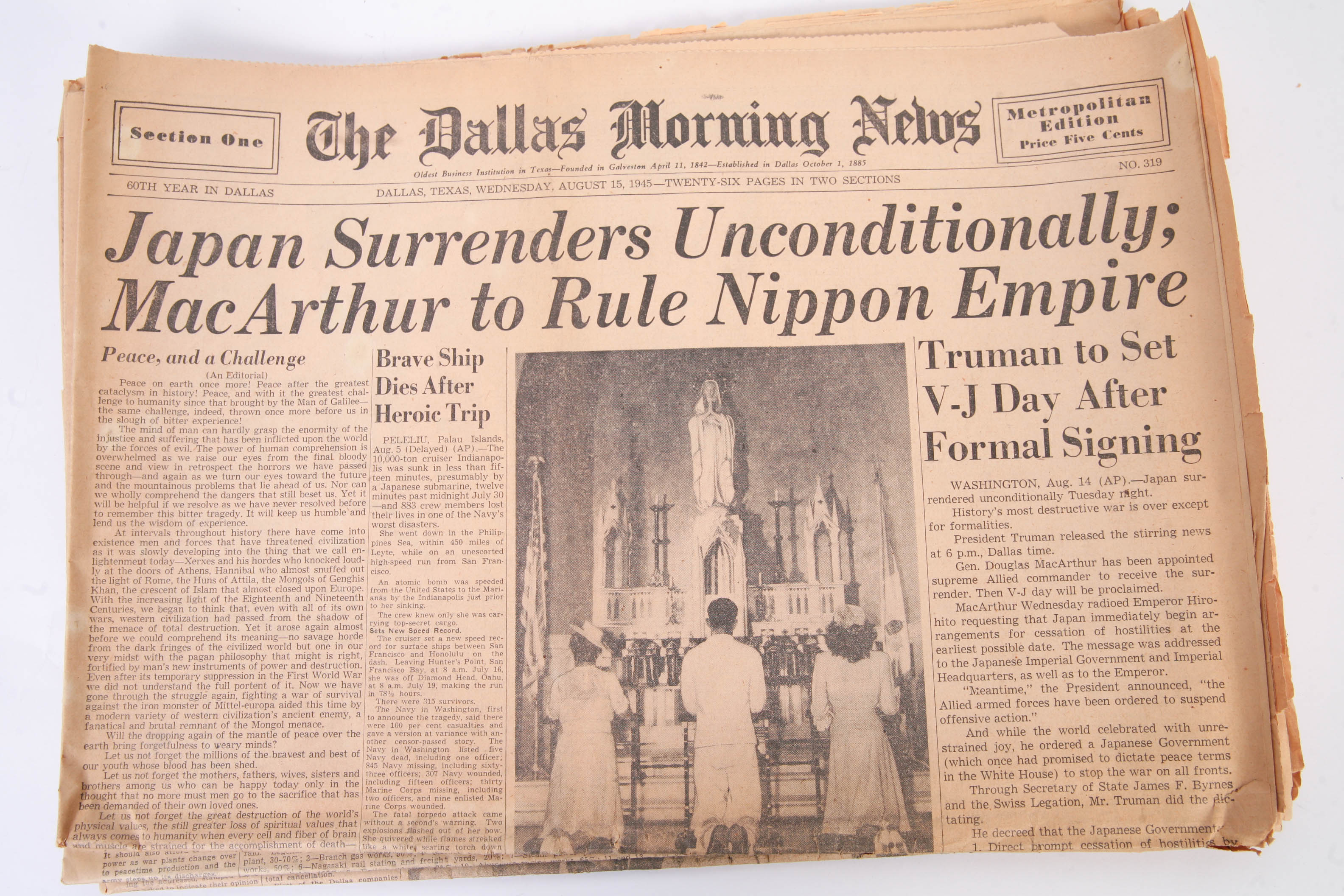 1945 Newspapers Announcing the End of WWII