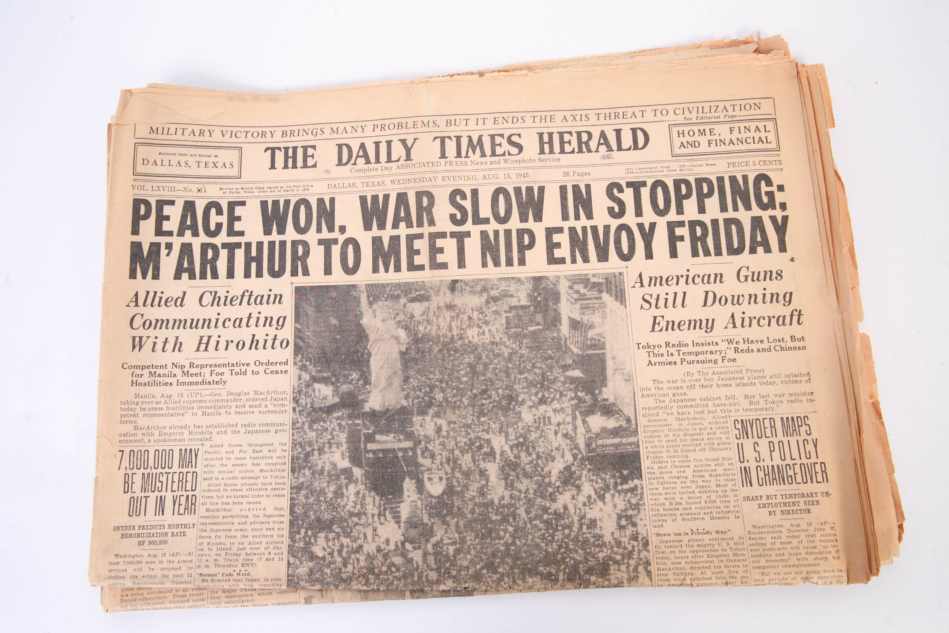 1945 Newspapers Announcing the End of WWII