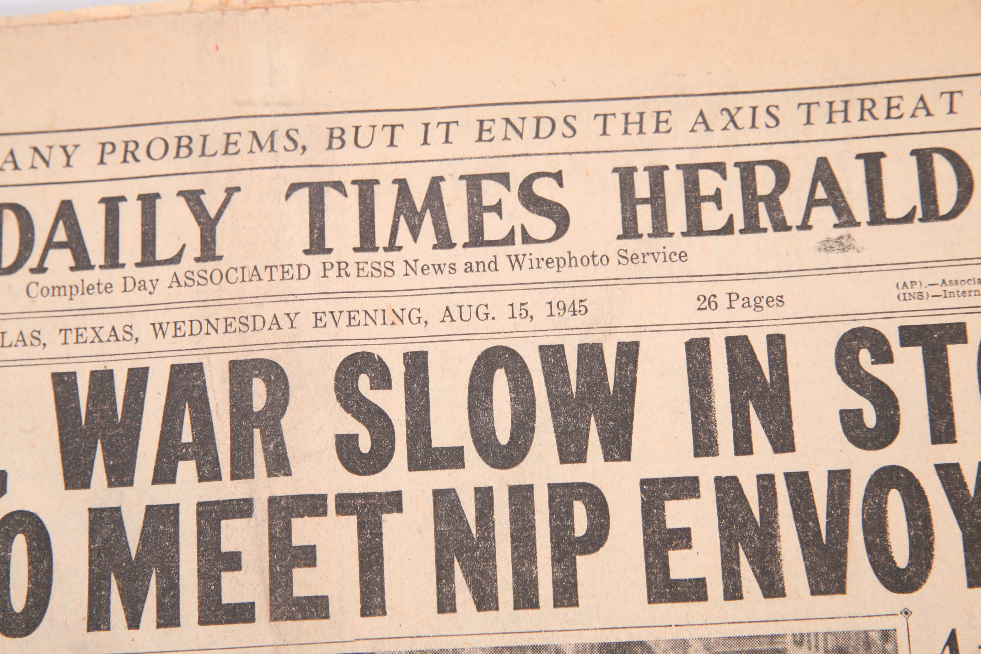 1945 Newspapers Announcing the End of WWII