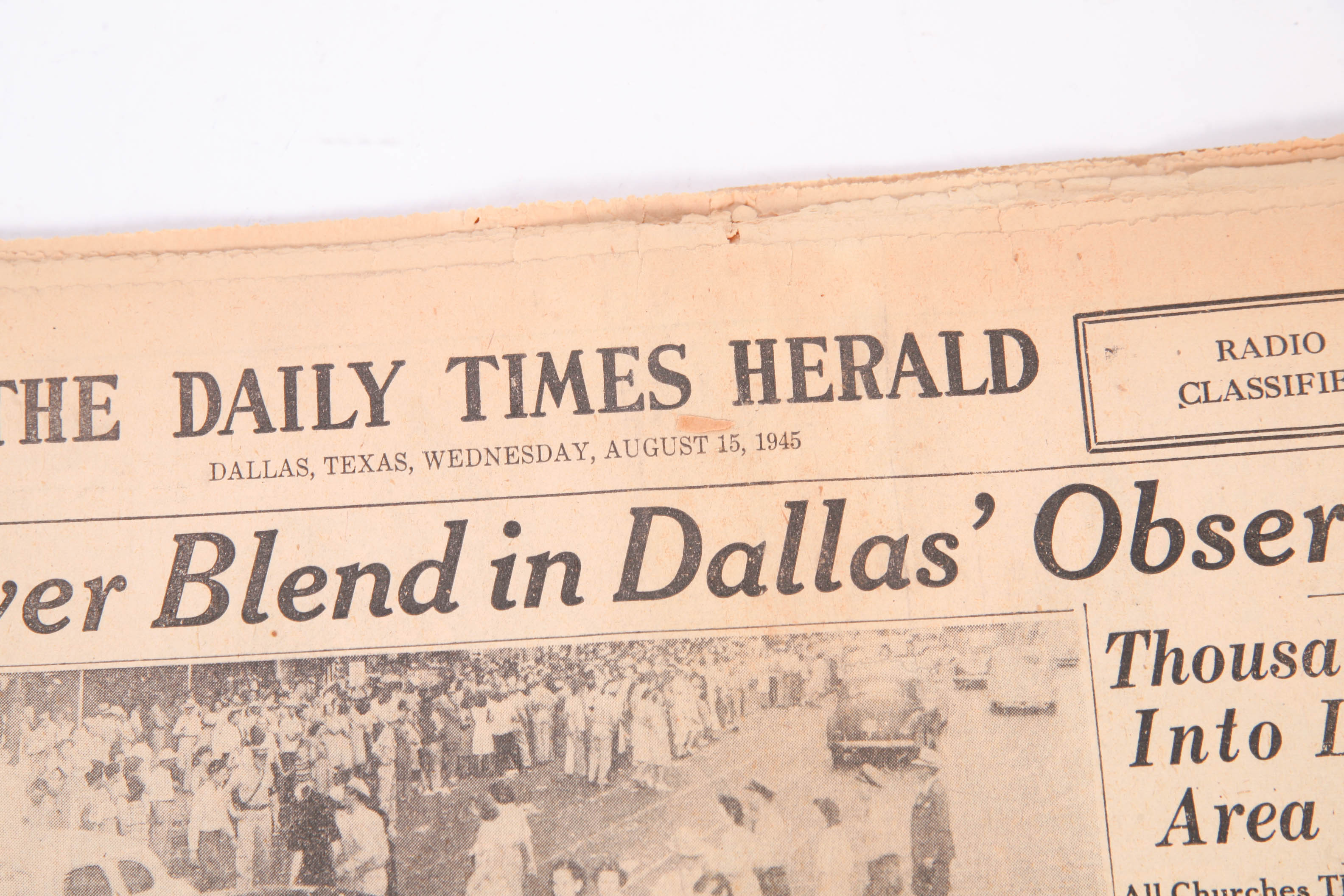 1945 Newspapers Announcing the End of WWII