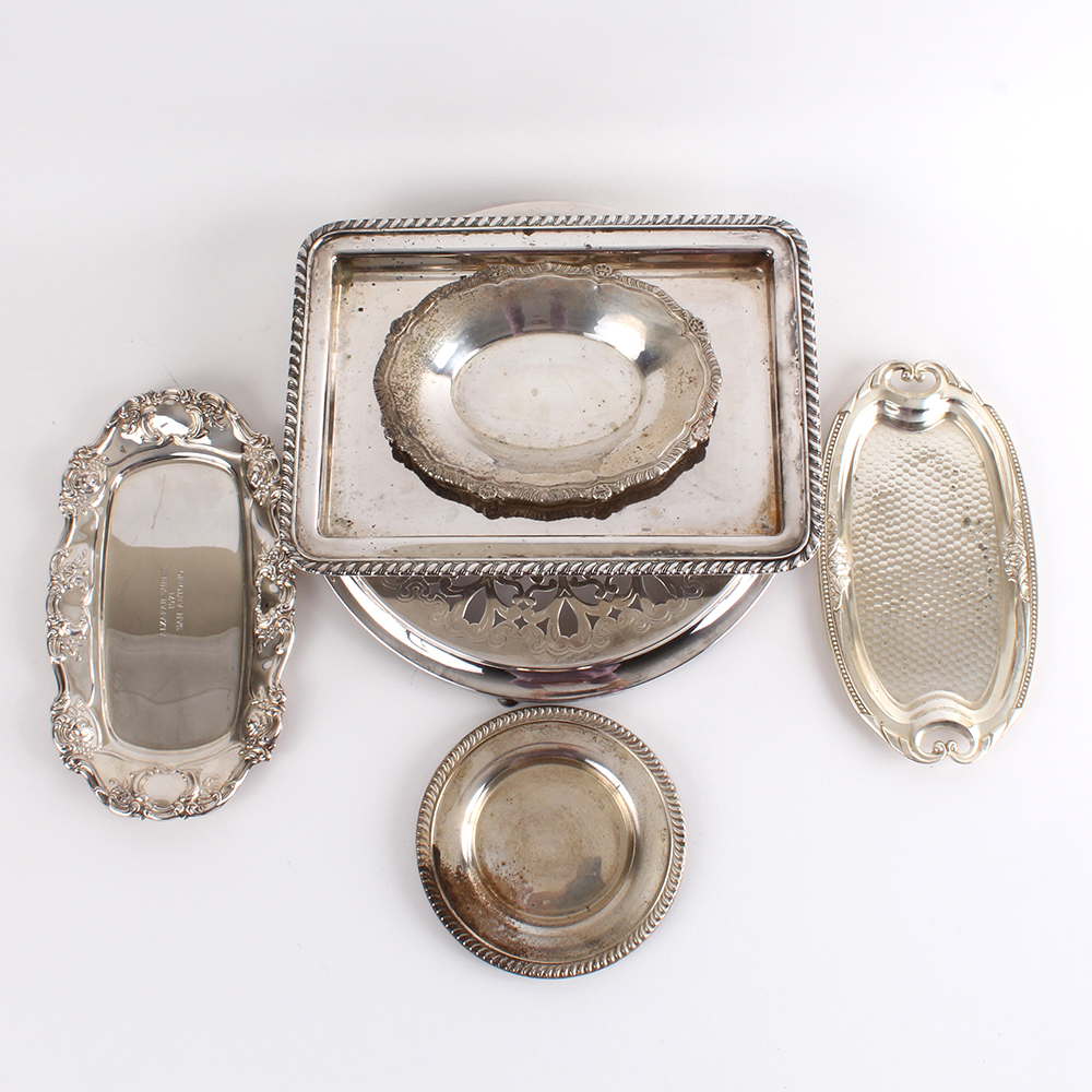 Silver Plated Footed Trays and Small Dishes