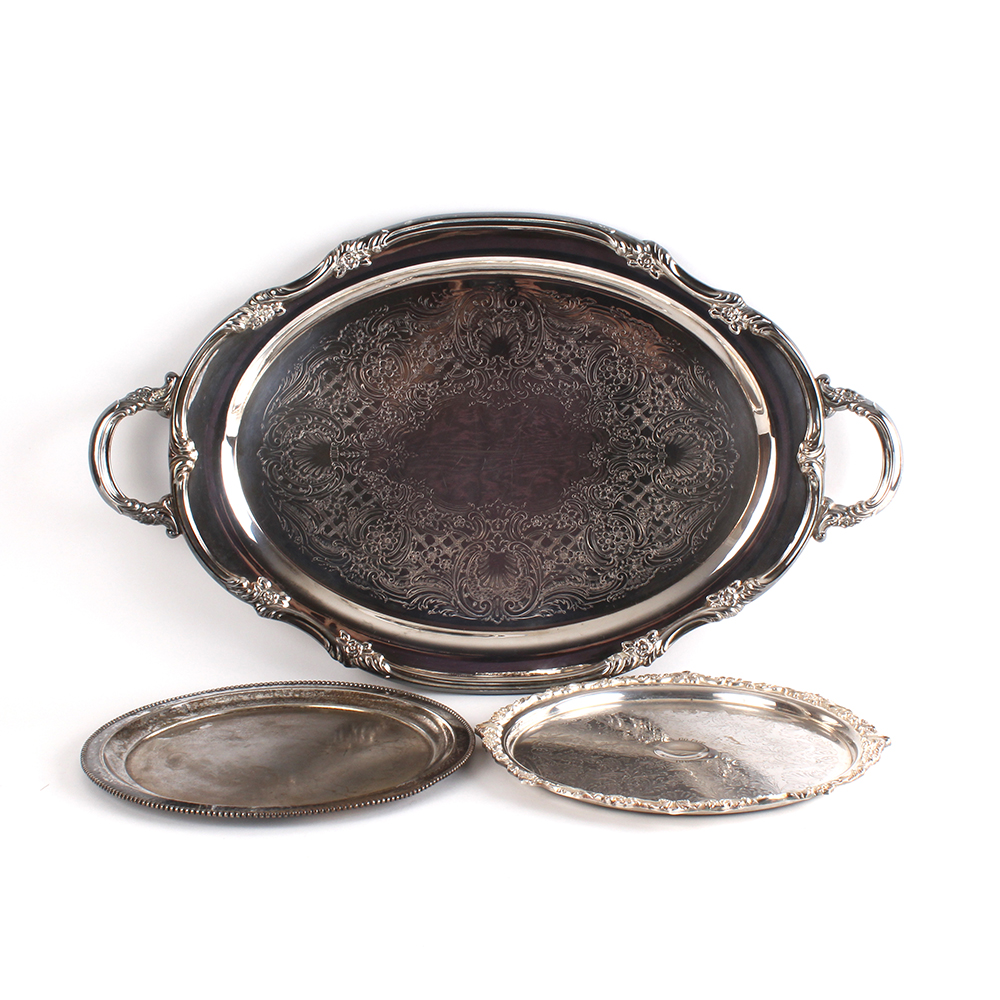 Silver Plated Platters Featuring a Large Reed & Barton