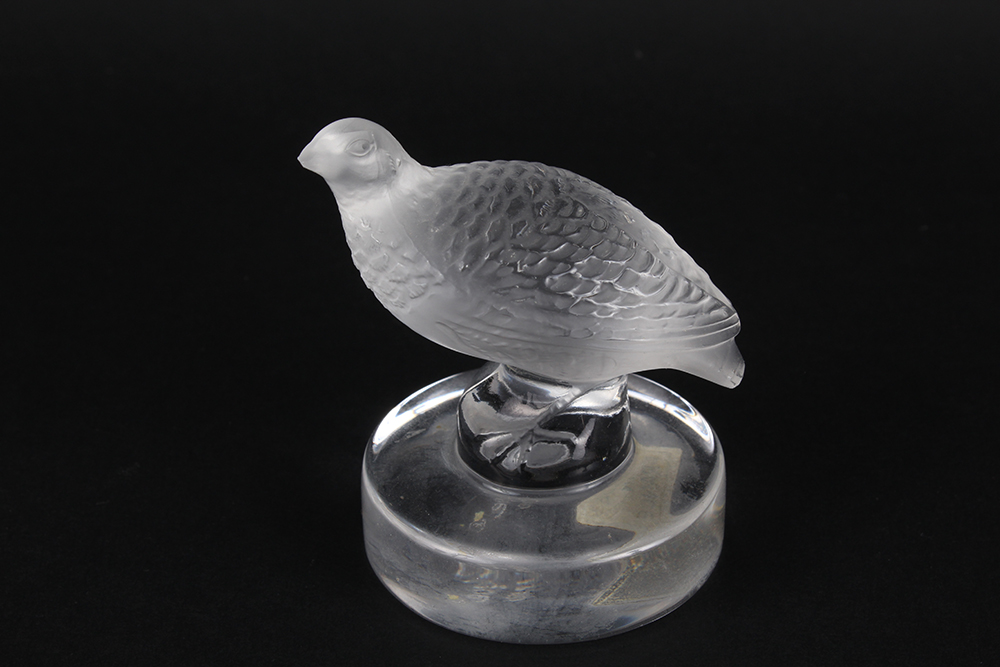 Lalique Crystal Sparrow and Quail Figurines