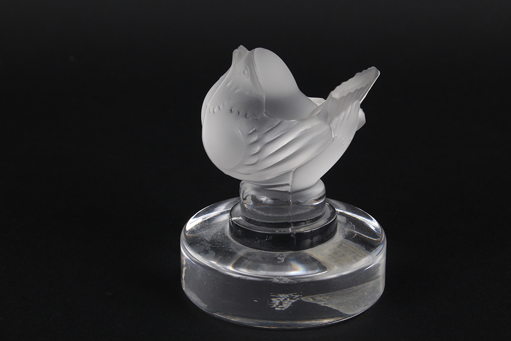 Lalique Crystal Sparrow and Quail Figurines