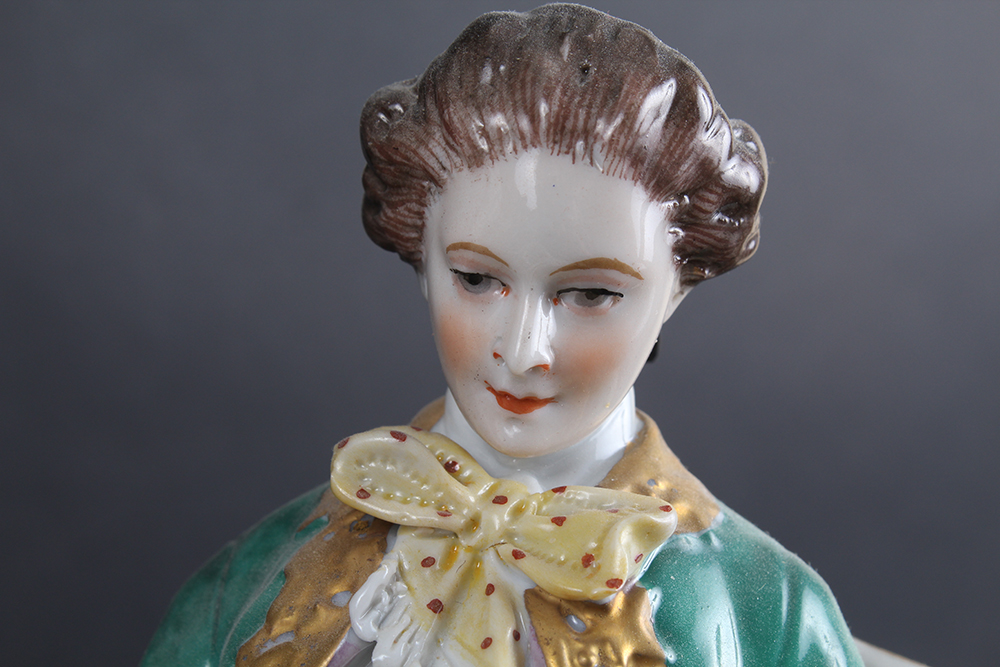 Voigt Sitzendorf Porcelain Victorian Parlor Scene