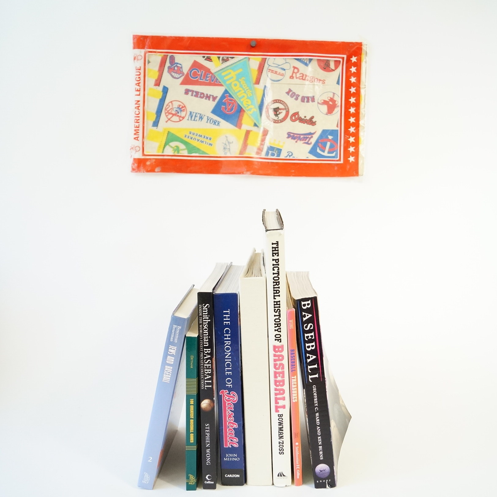 Baseball Books with Vintage Mini Pennants in Original Package