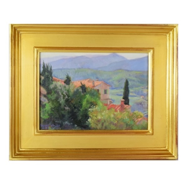 Original oil Painting Titled "View From Eus" by Diane Young, Framed