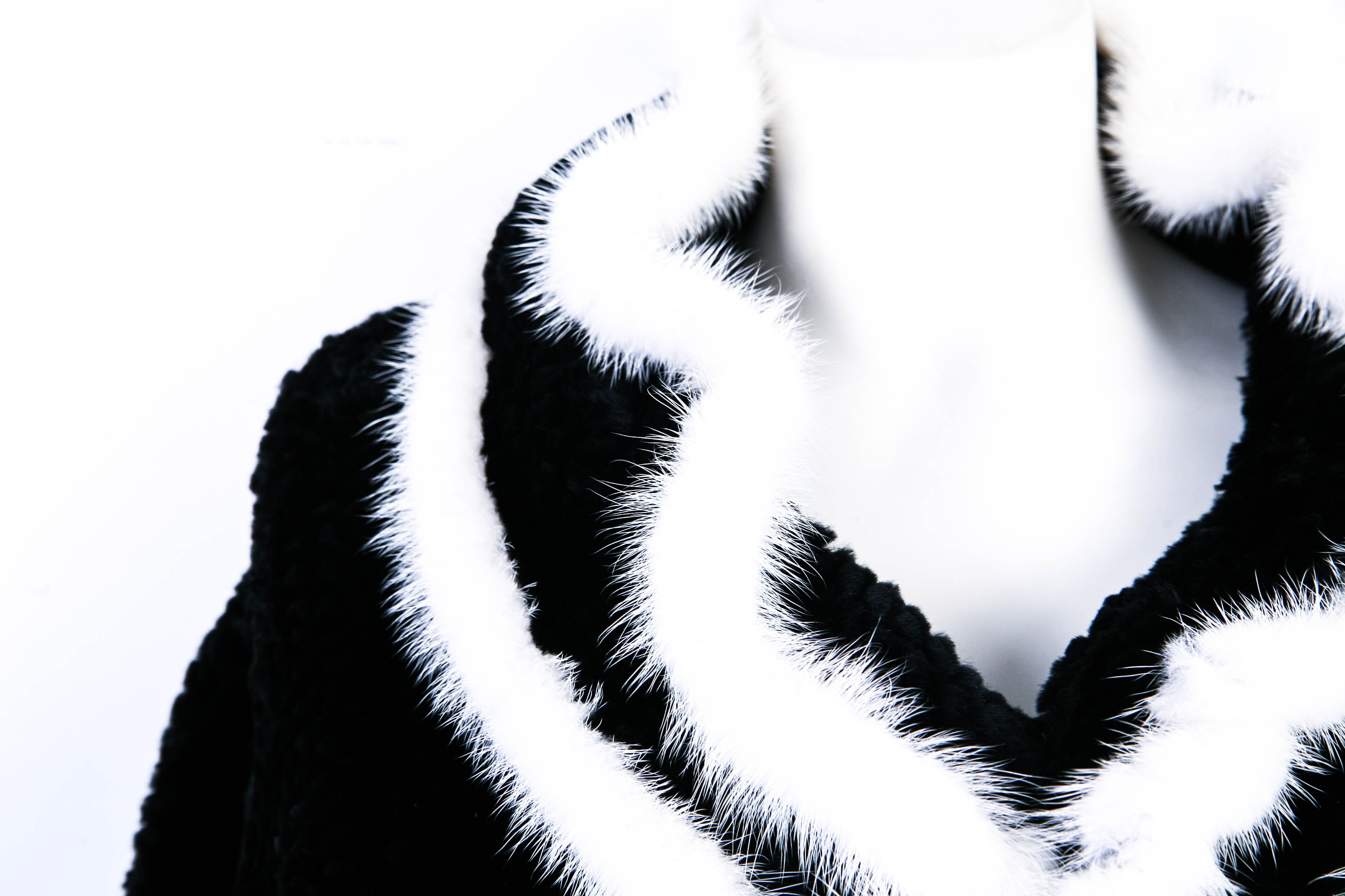 Black and White Fur-Trim Coat